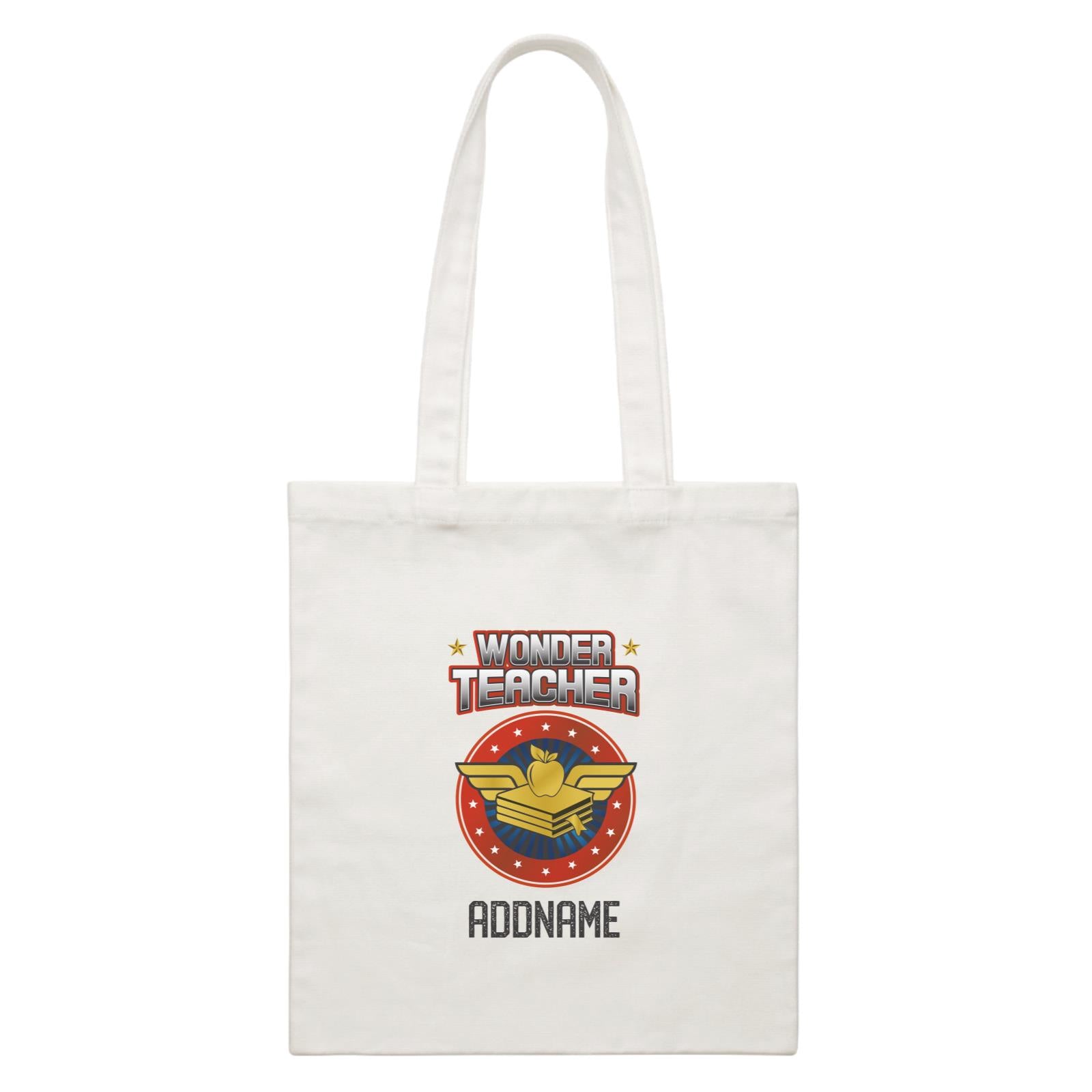 Wonder Teacher White Canvas Bag