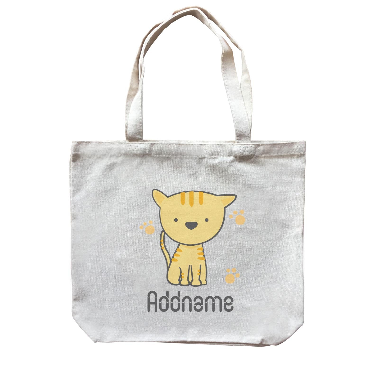 Cute Hand Drawn Style Tiger Addname Canvas Bag