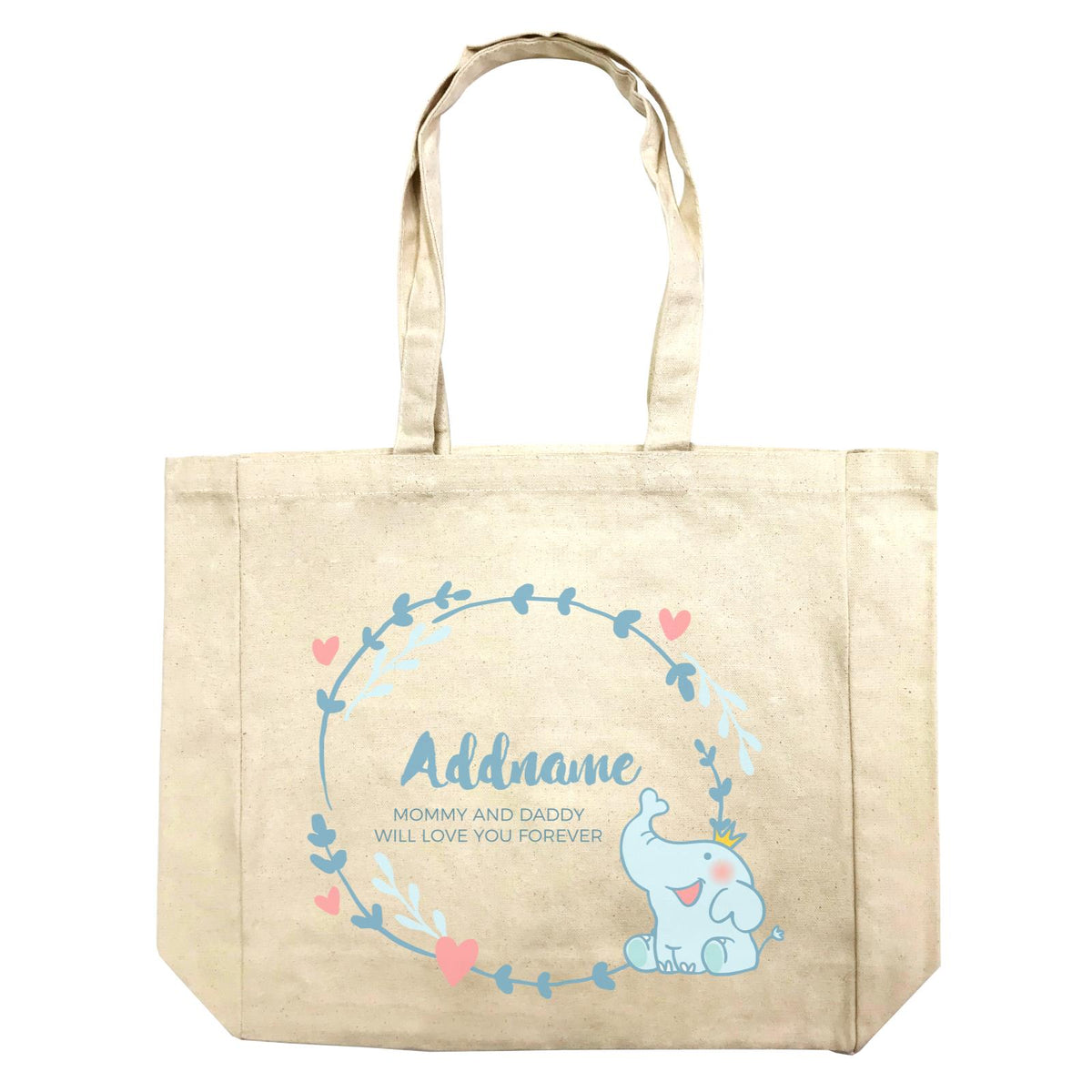 Cute Baby Blue Elephant Prince Personalizable with Name and Text Shopping Bag