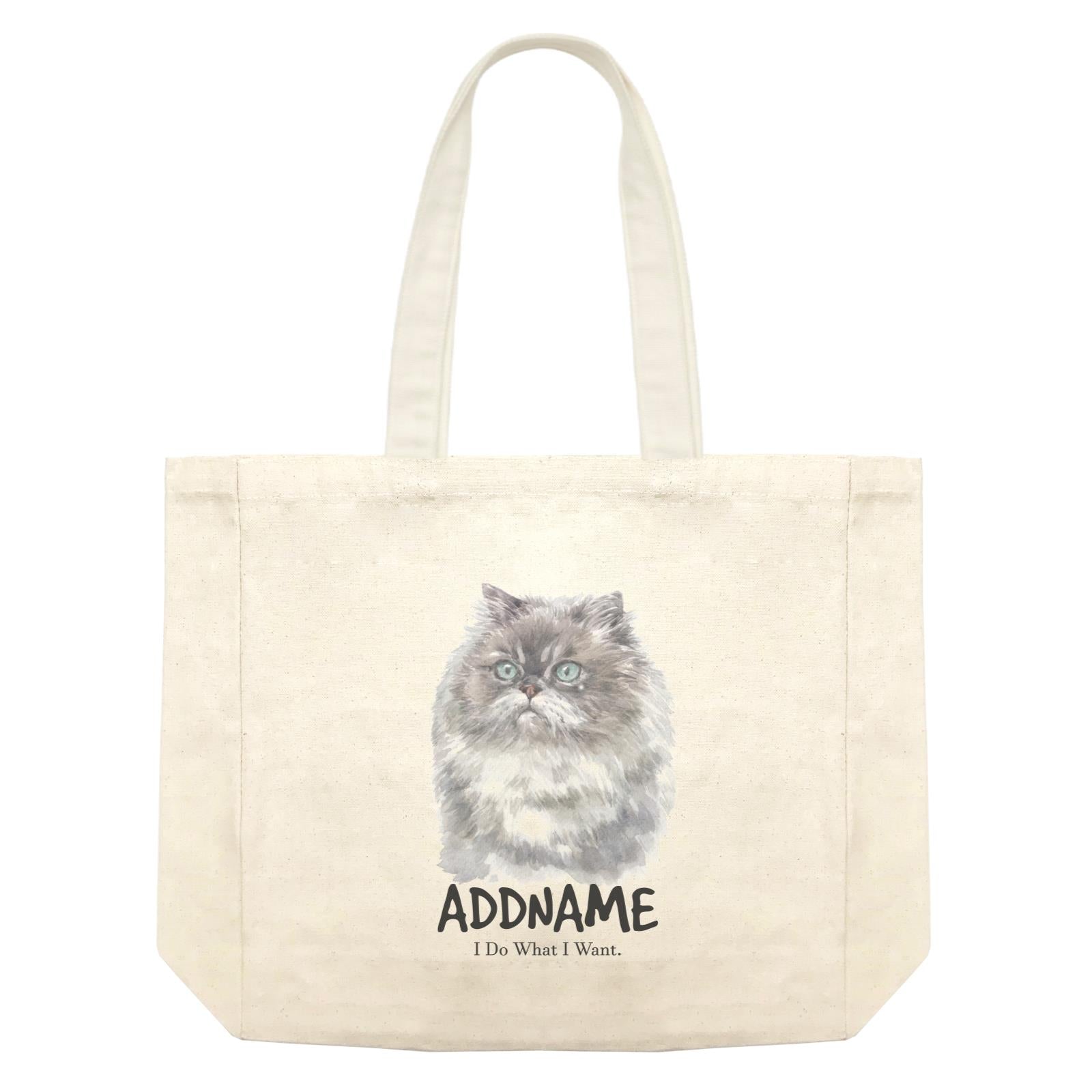 Watercolor Cat Himalayan Grey I Do What I Want Addname Shopping Bag