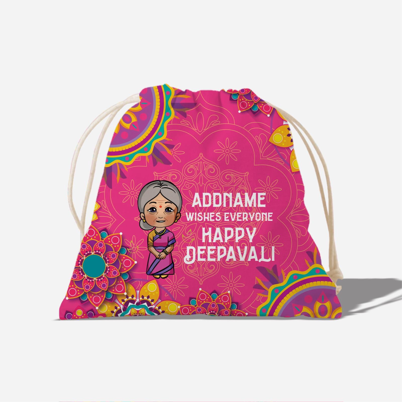 Deepavali Chibi Full Print Satchel - Grandma Addname Wishes Everyone Deepavali