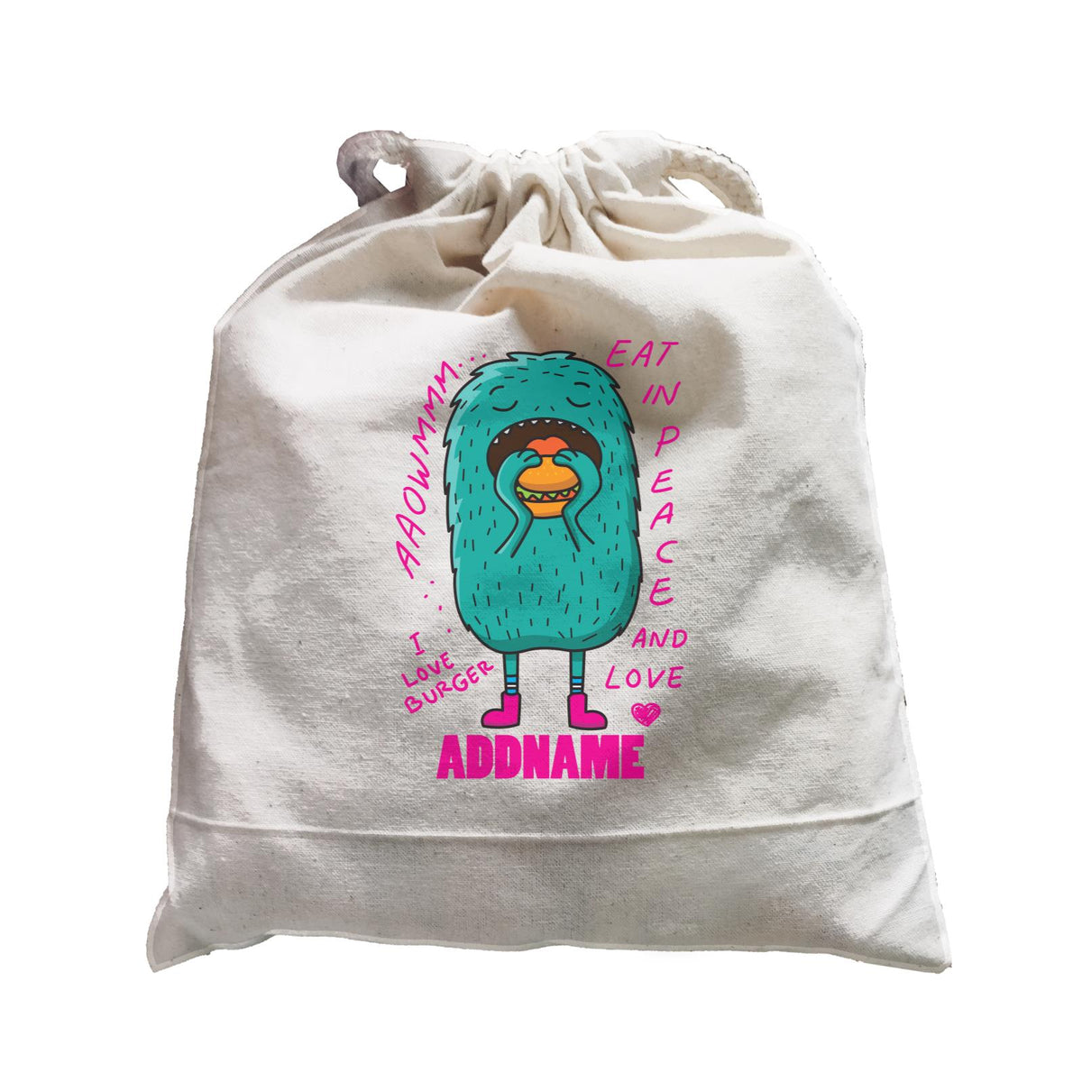Cool Cute Monster Eat In Peace And Love Addname Satchel
