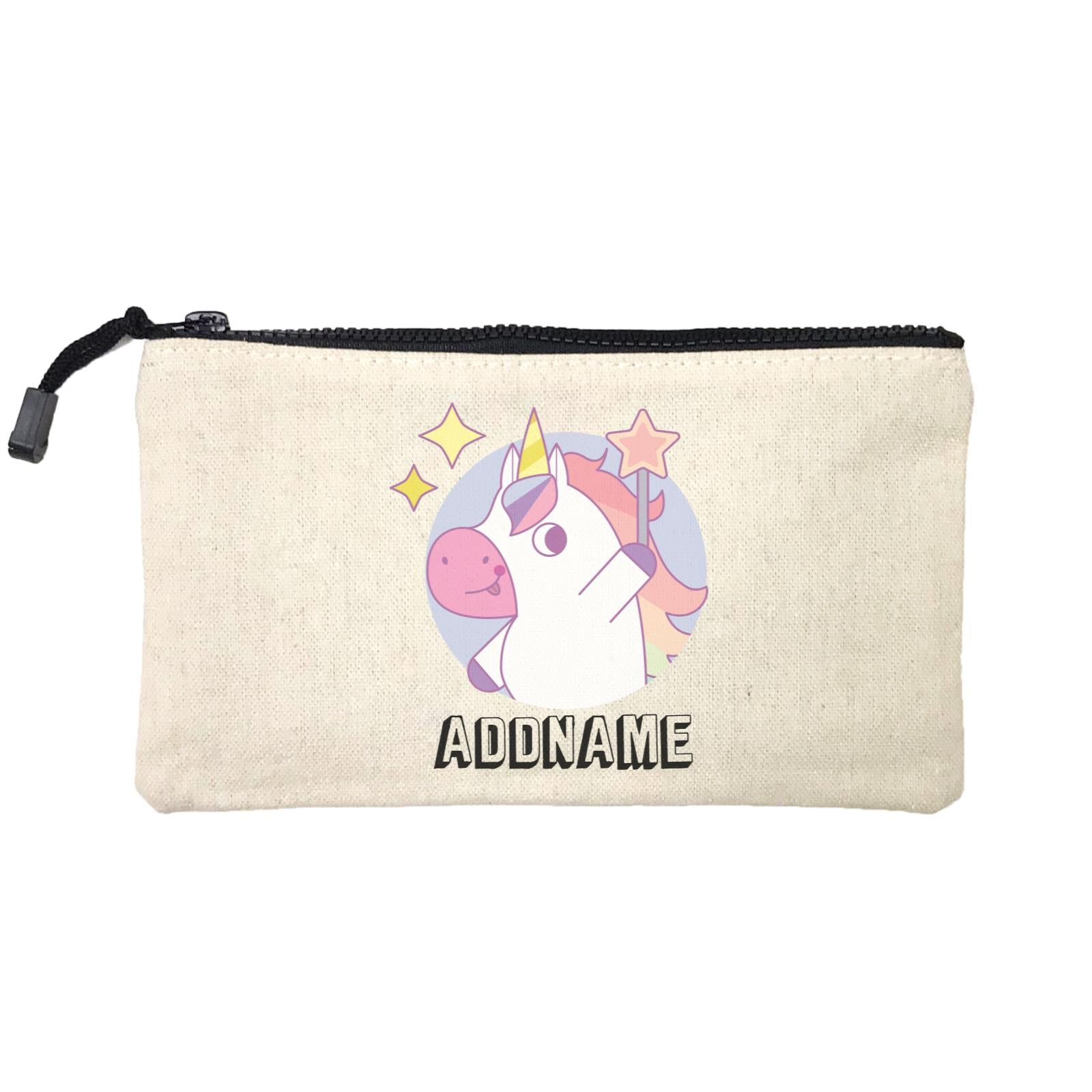 Birthday Unicorn Girl With Magic Wand Addname Mini Accessories Stationery Pouch