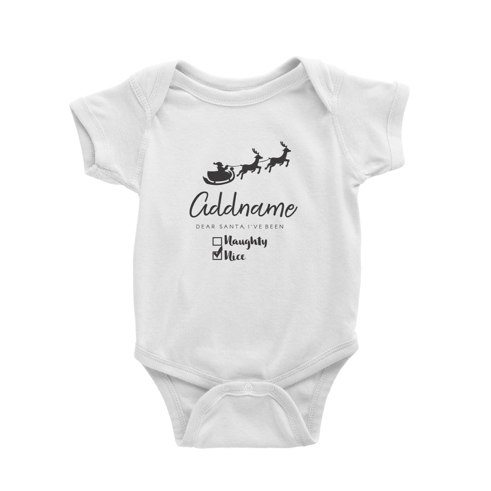 Xmas Dear Santa I've Been Nice Santa with Sleigh Baby Romper