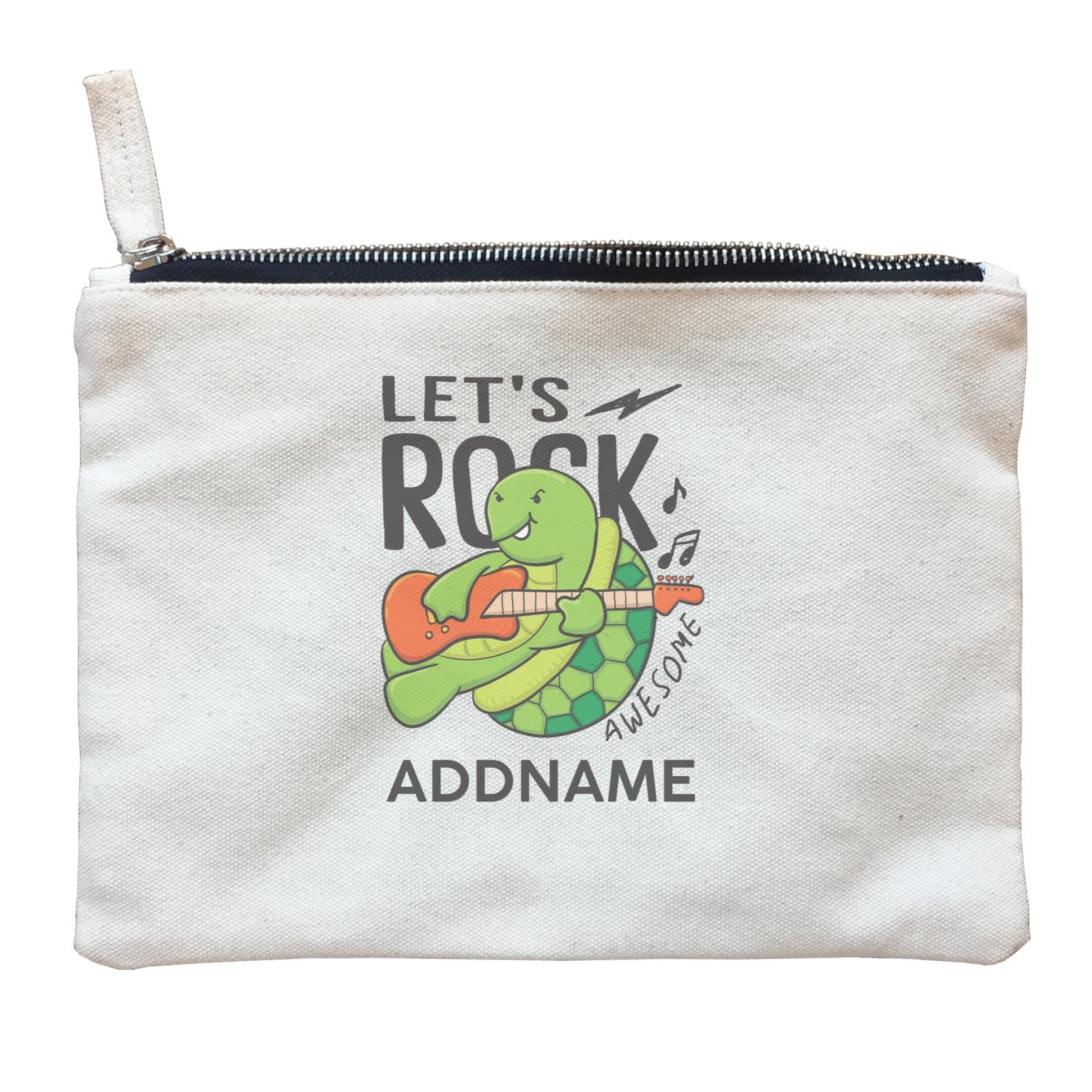 Cool Cute Animals Turtle Let's Rock Awesome Addname Zipper Pouch