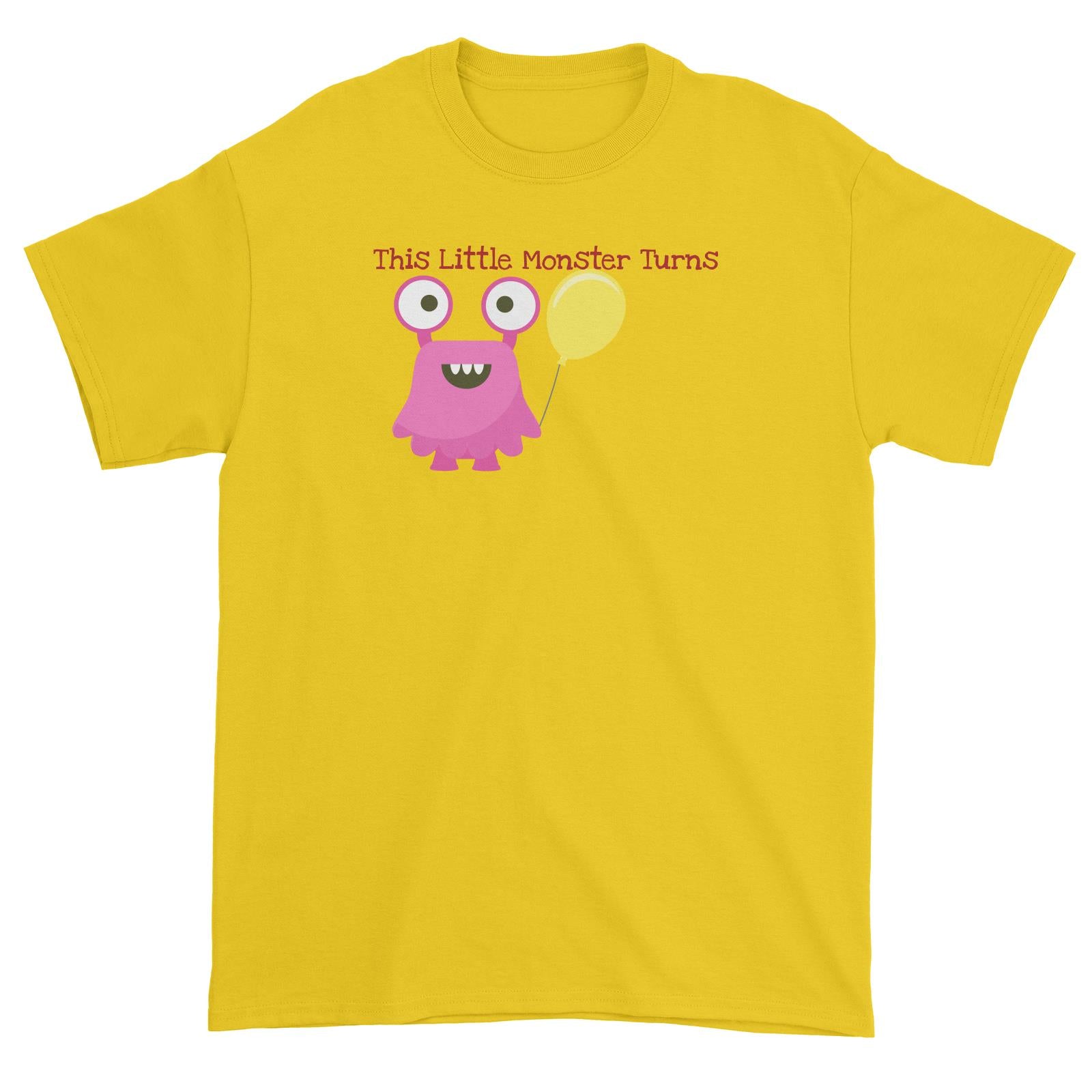 Pink Monster Birthday Theme Personalizable with Name and Number Unisex T-Shirt