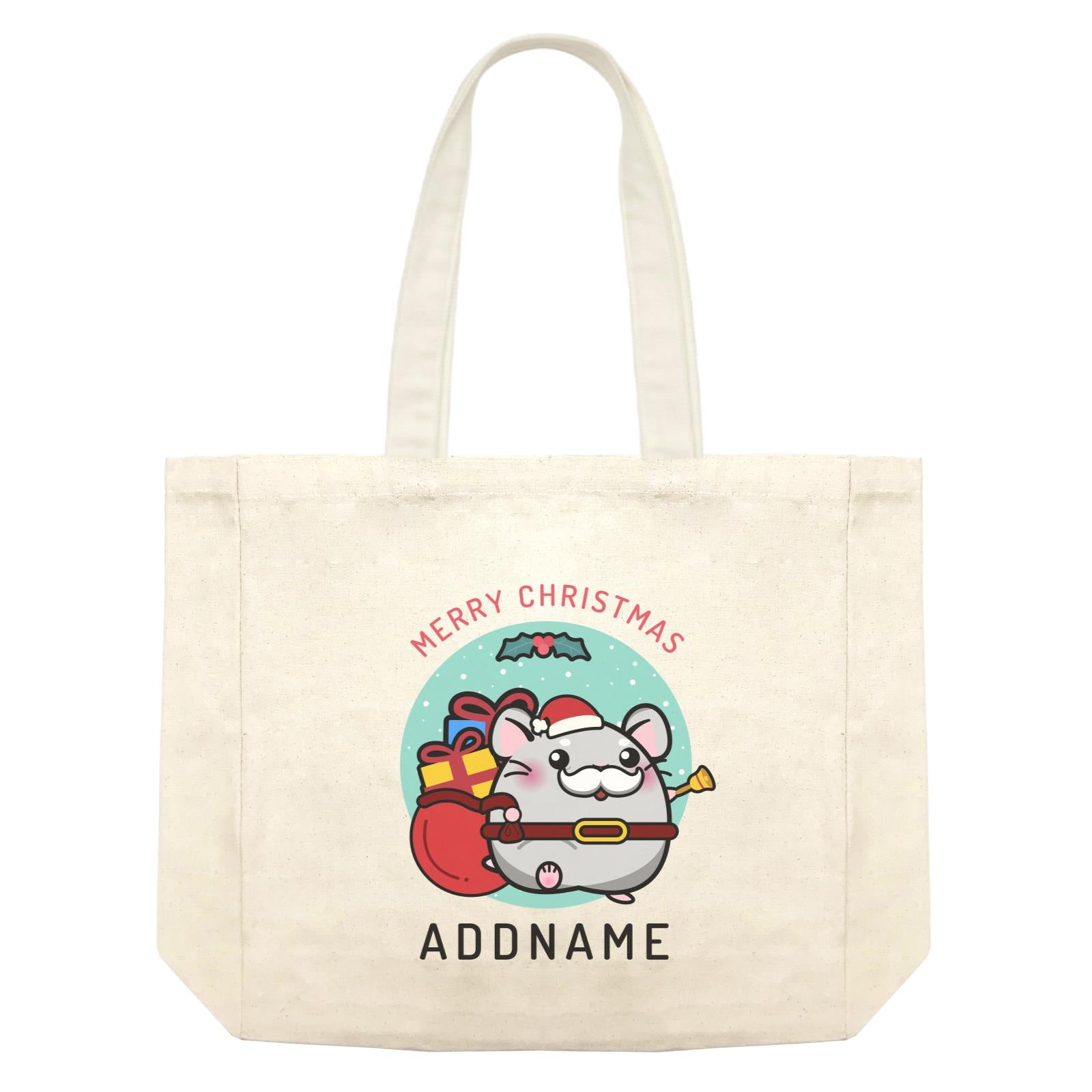 Merry Christmas Cute Santa Grandpa Hamster Shopping Bag