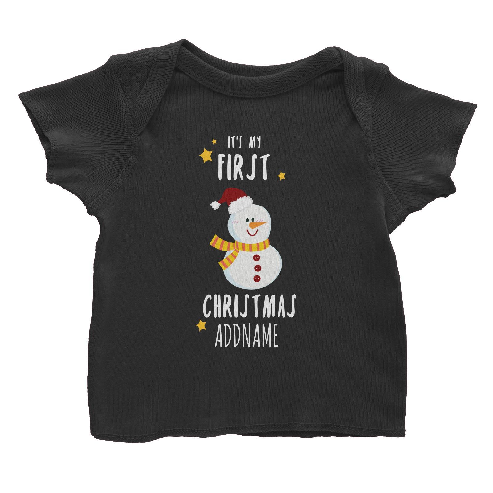 Cute Snowman First Christmas Addname Baby T-Shirt  Personalizable Designs