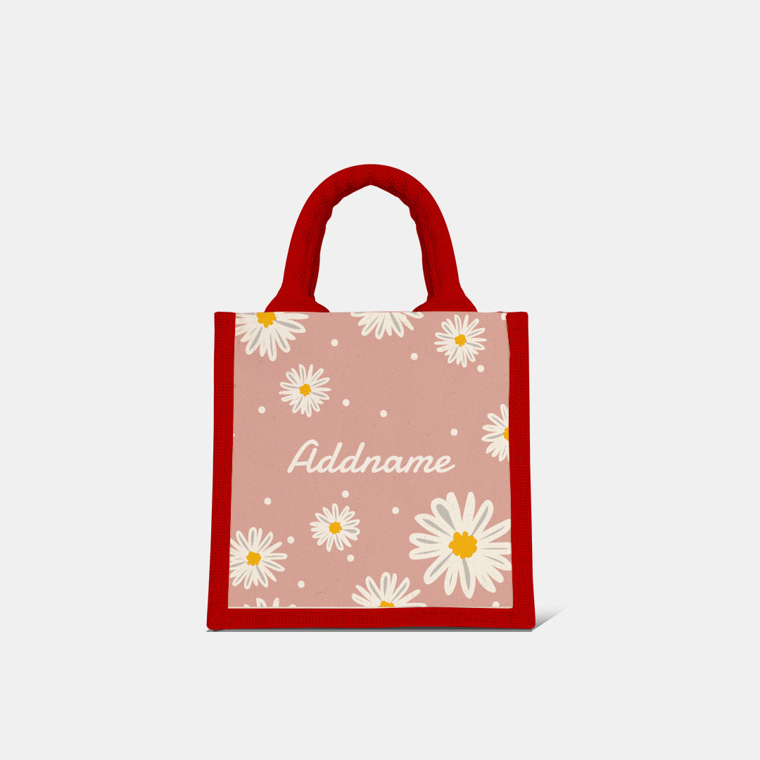 Daisy Series Half Lining Lunch Bag - Coral Red