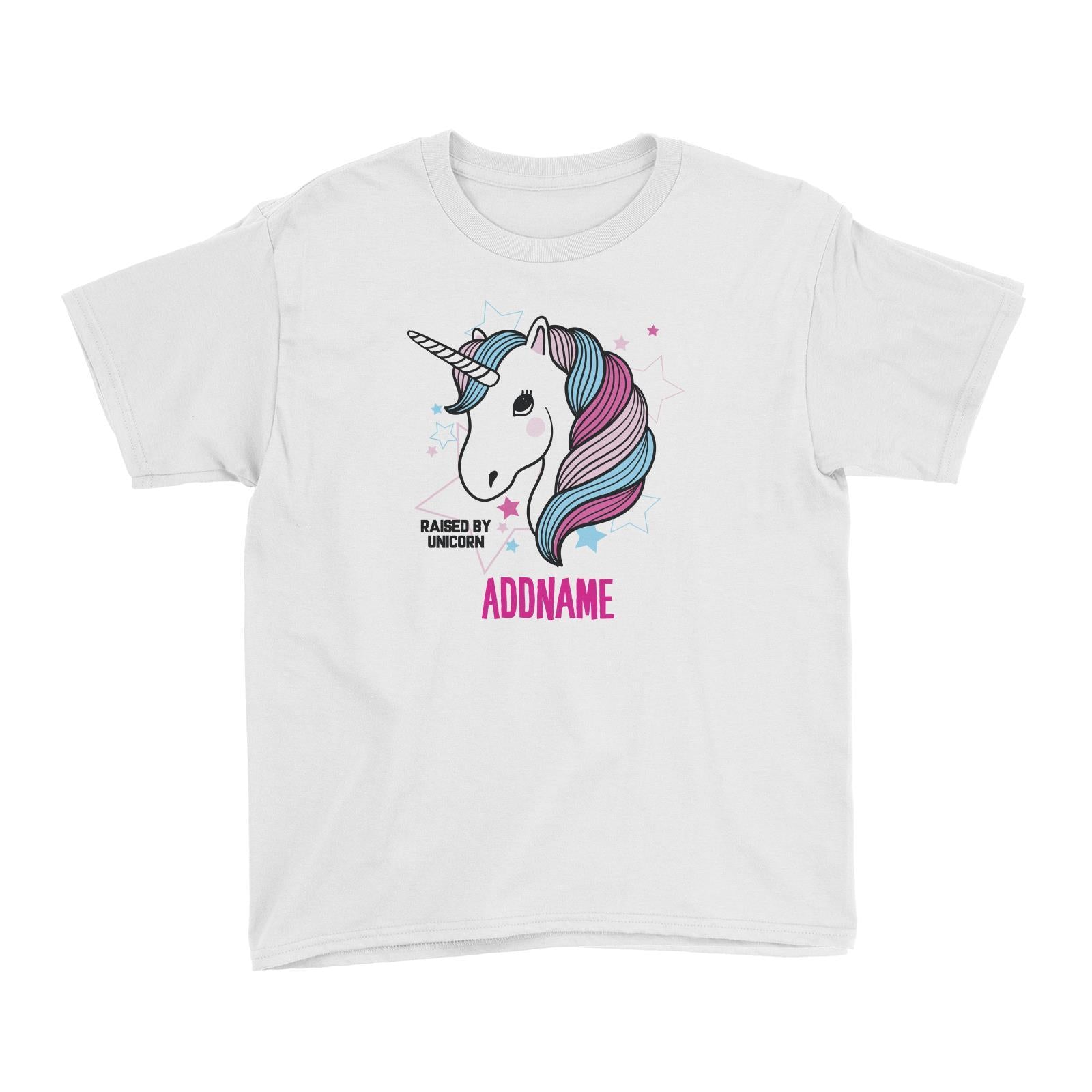 Cool Vibrant Series Raised By Unicorn Addname Kid's T-Shirt
