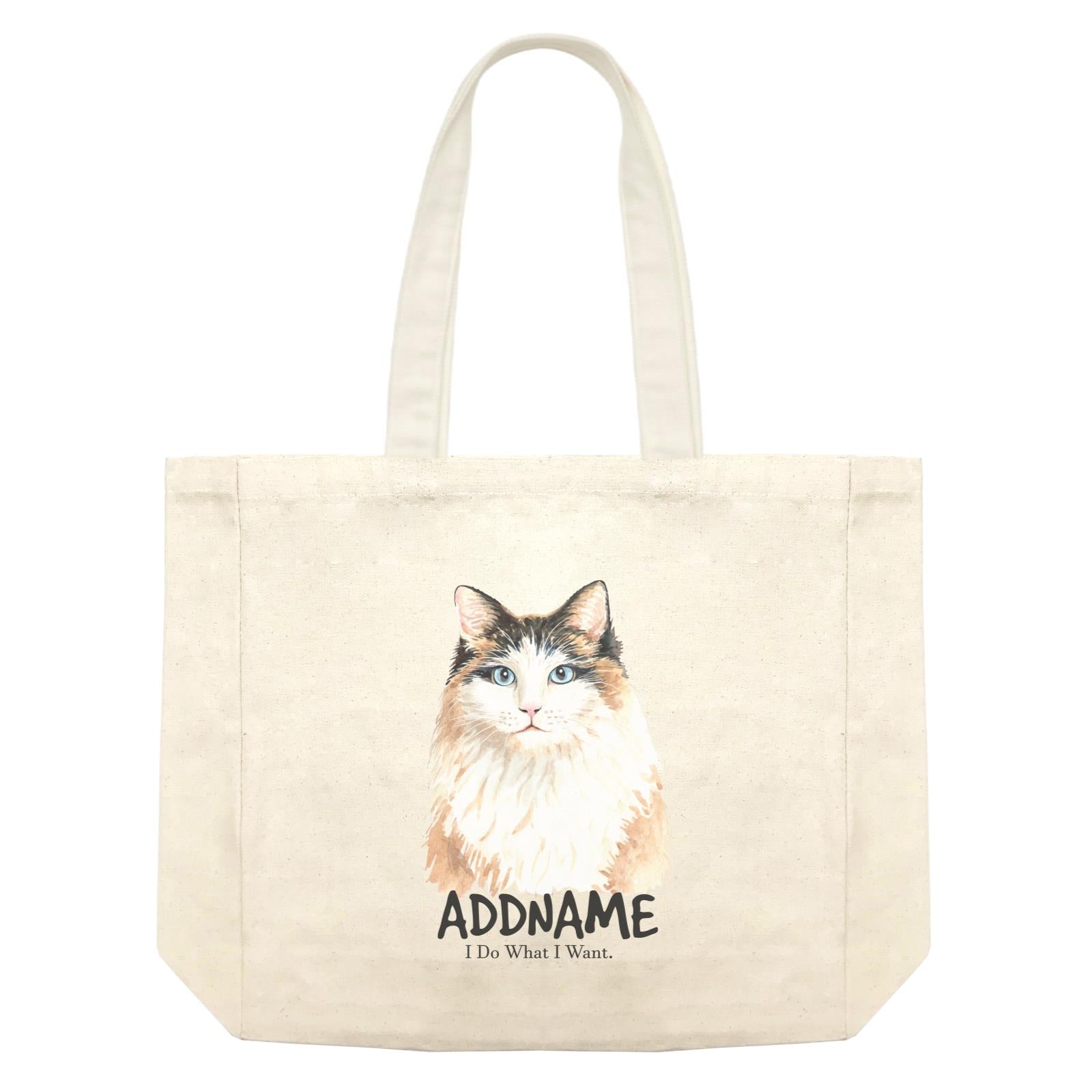 Watercolor Cat Long Hair Cat I Do What I Want Addname Shopping Bag