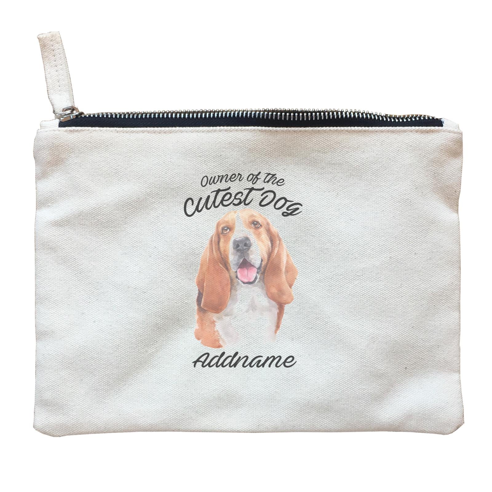 Watercolor Dog Owner Of The Cutest Dog Basset Hound Addname Zipper Pouch