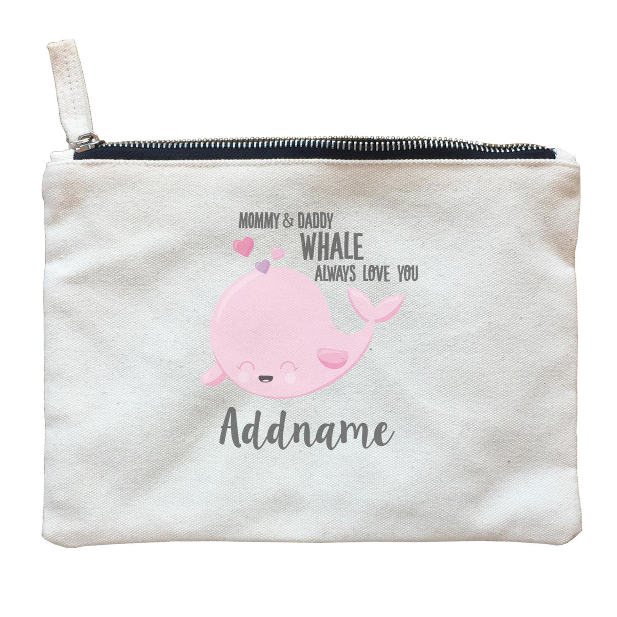 Cute Sea Animals Mommy &amp; Daddy Whale Always Love You Addname Zipper Pouch