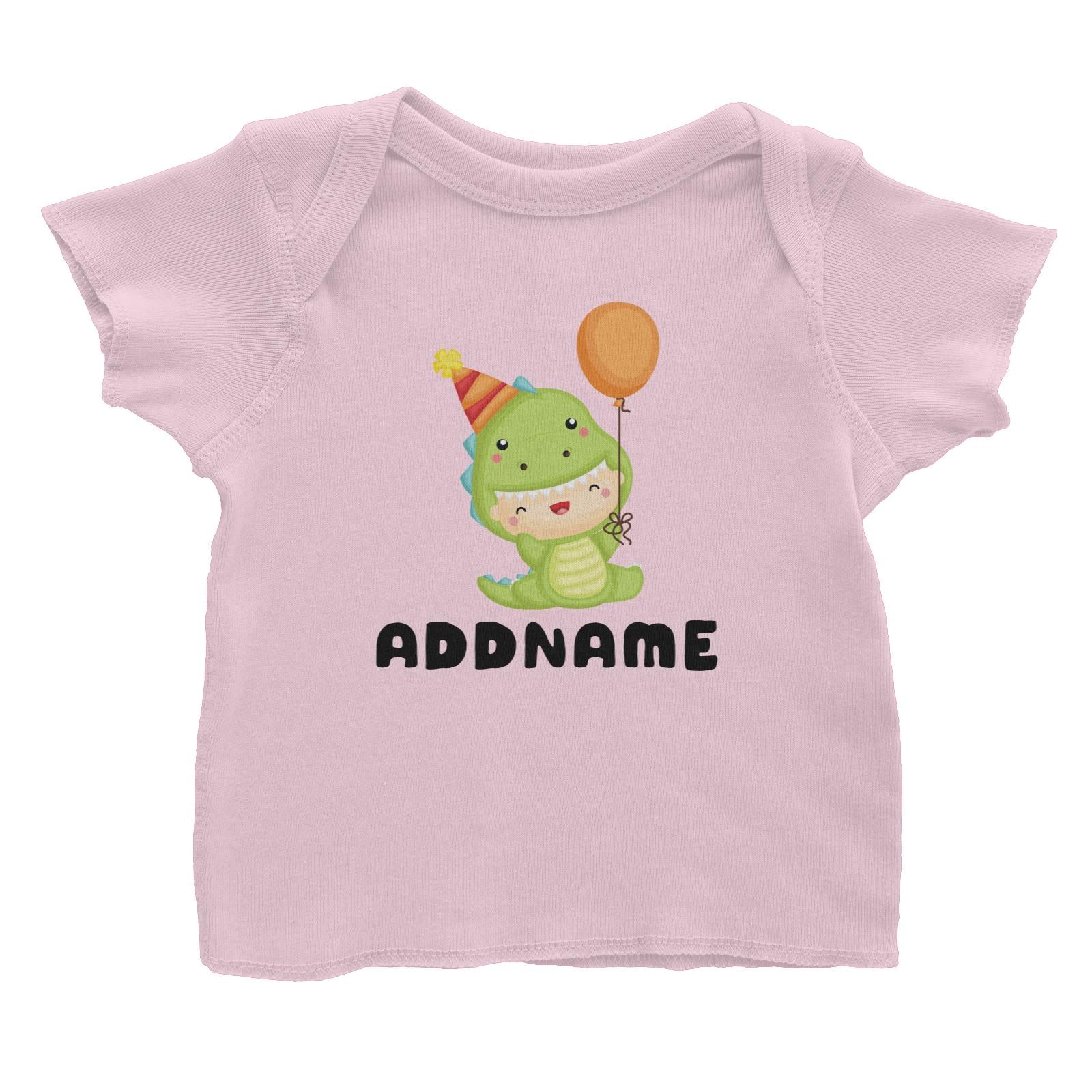 Birthday Dinosaur Happy Baby Wearing Dinosaur Suit And Party Hat Addname Baby T-Shirt