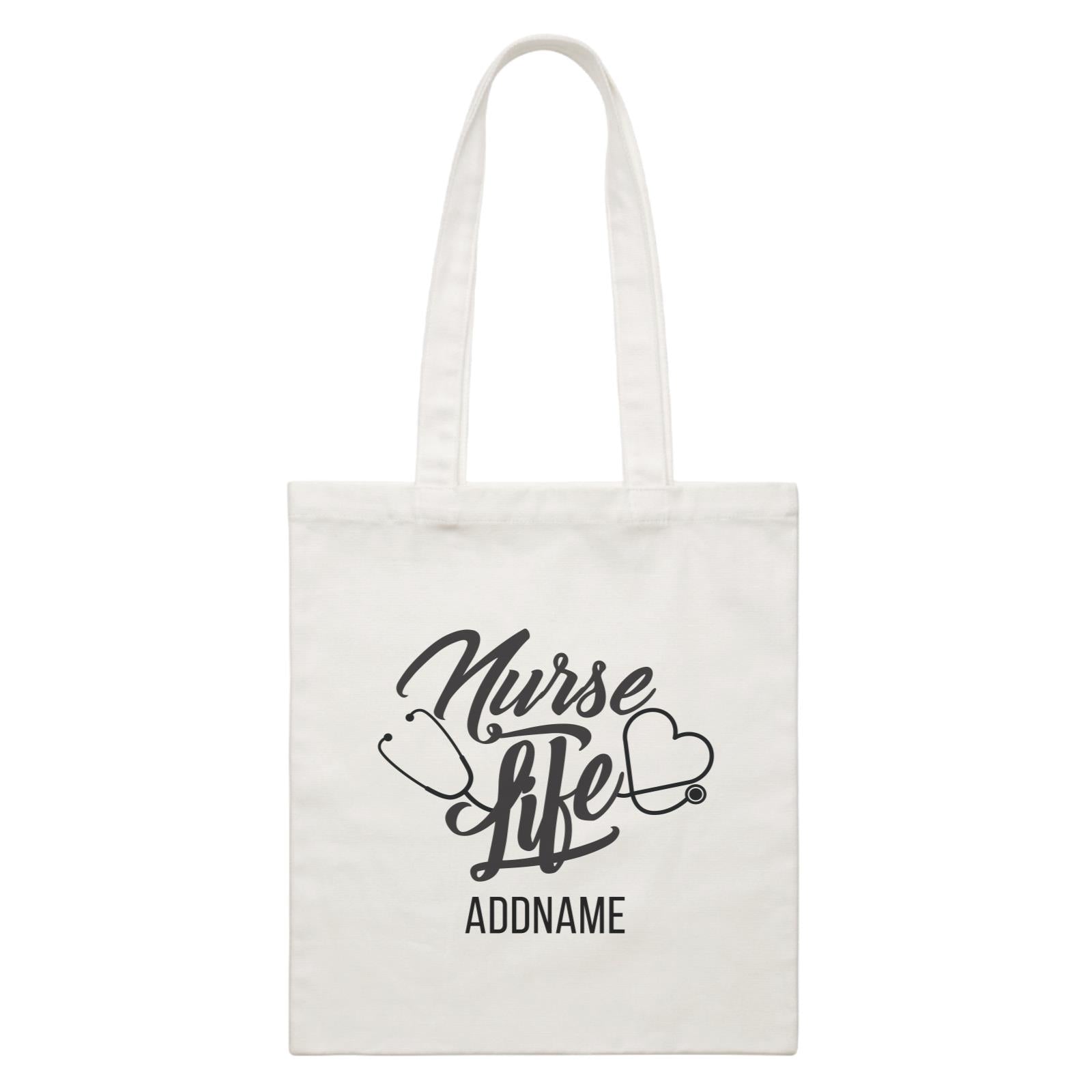 Nurse Quotes Stethoscope Love Icon Nurse Like Addname White Canvas Bag