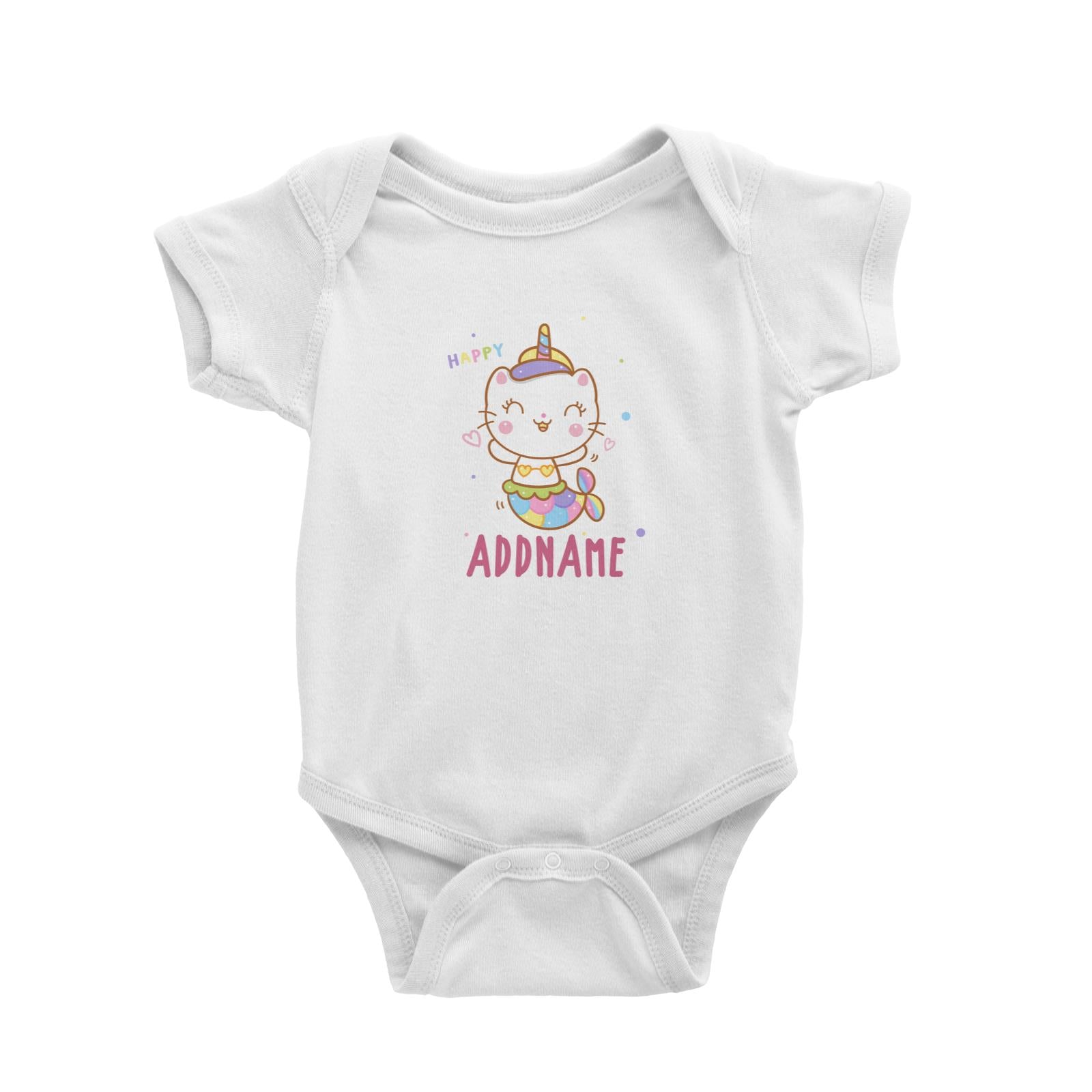 Unicorn And Princess Series Cute Happy Cat Mermaid Addname Baby Romper