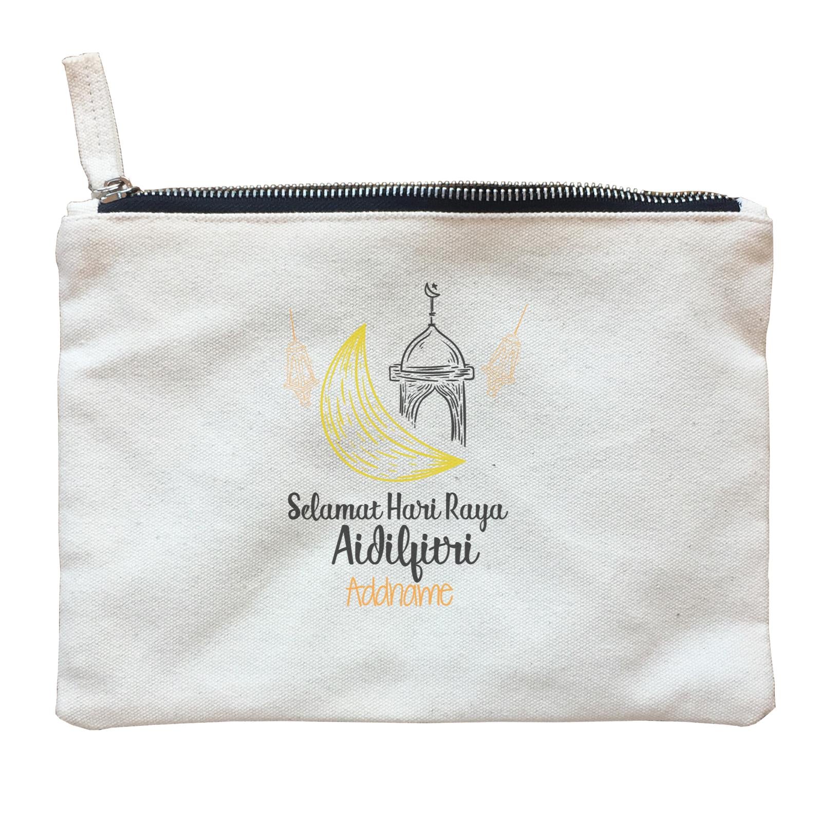 Raya Doodle Moon And Mosque Selamat Hari Raya Aidilfitri Addname Zipper Pouch