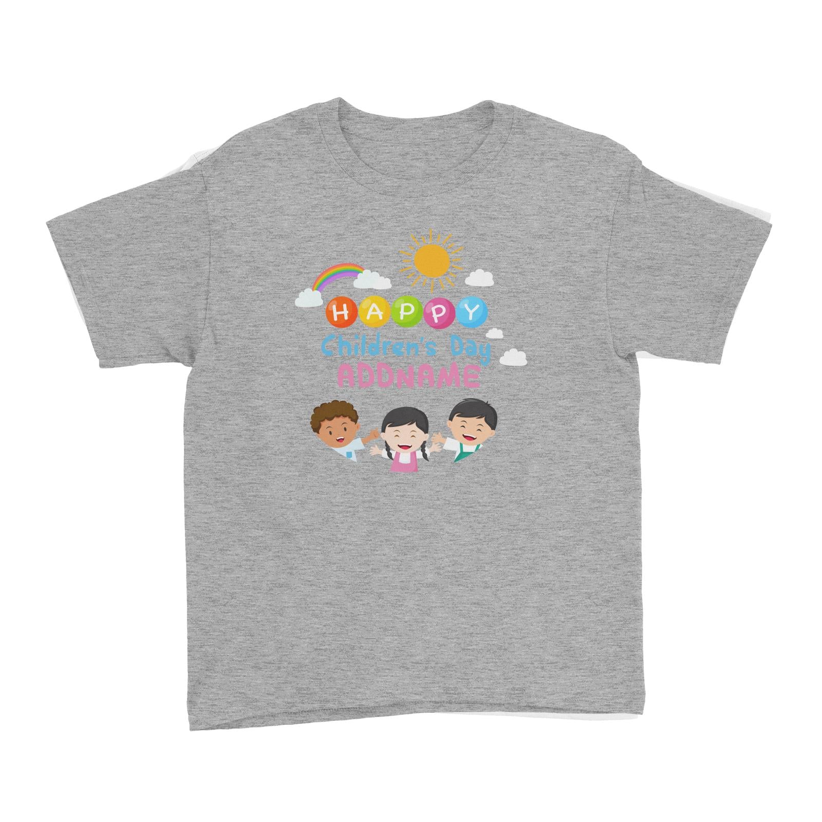 Children's Day Gift Series Happy Children's Day Three Children Addname Kid's T-Shirt