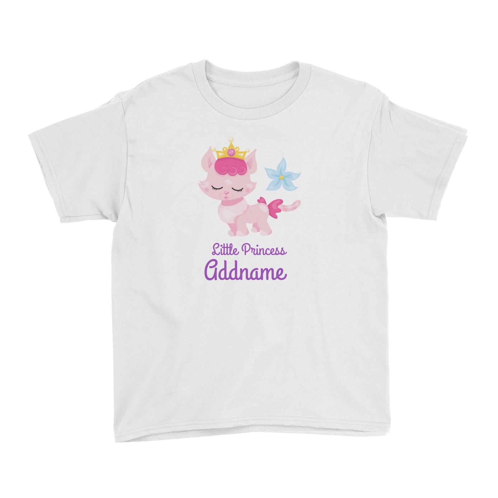 Little Princess Pets Pink Cat with Crown Addname Kid's T-Shirt