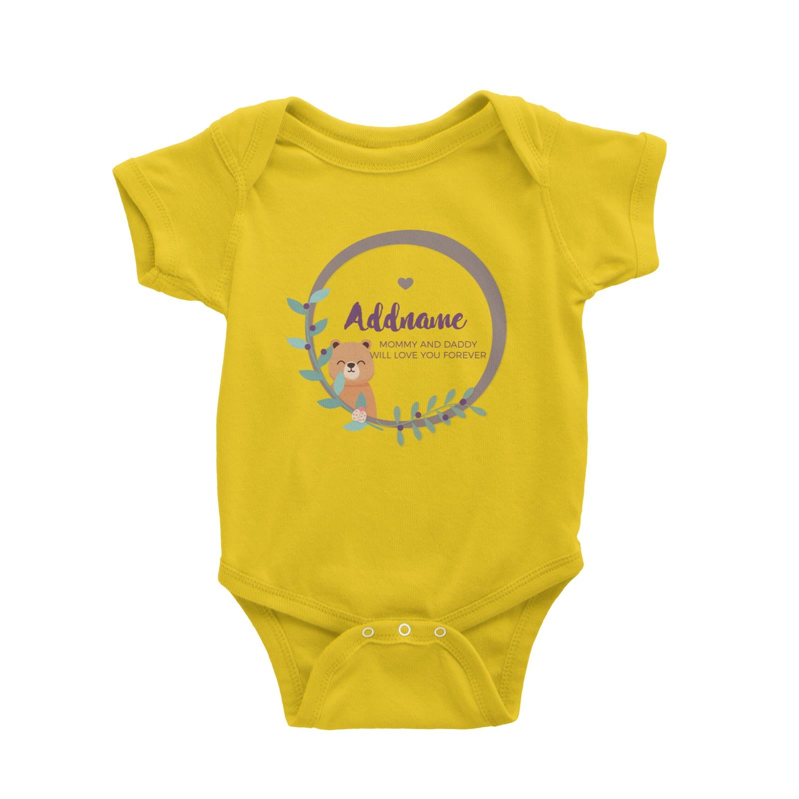 Cute Brown Bear in Brown Ring Personalizable with Name and Text Baby Romper