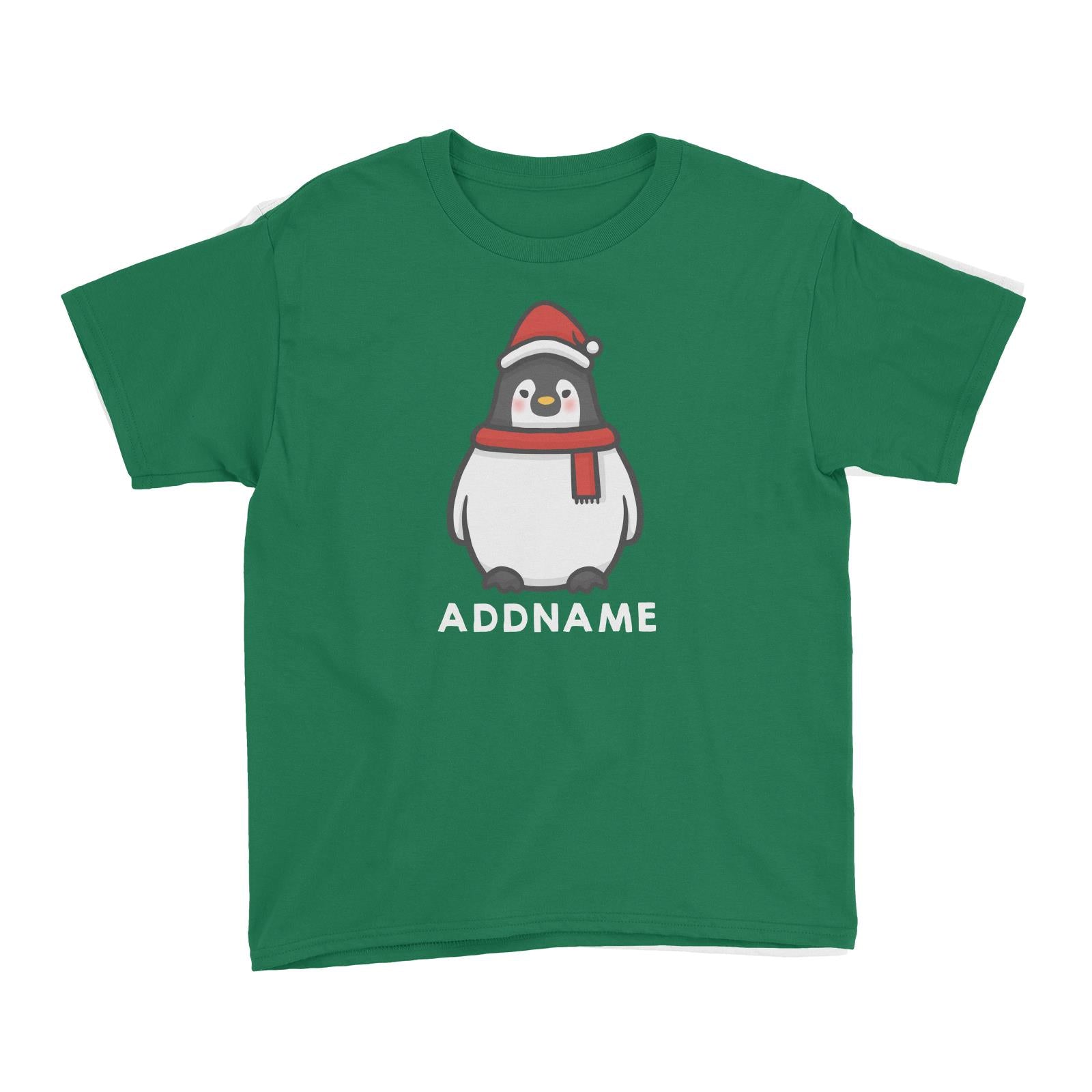 Xmas Cute Pengiun Christmas Hat Addname Accessories Kid's T-Shirt
