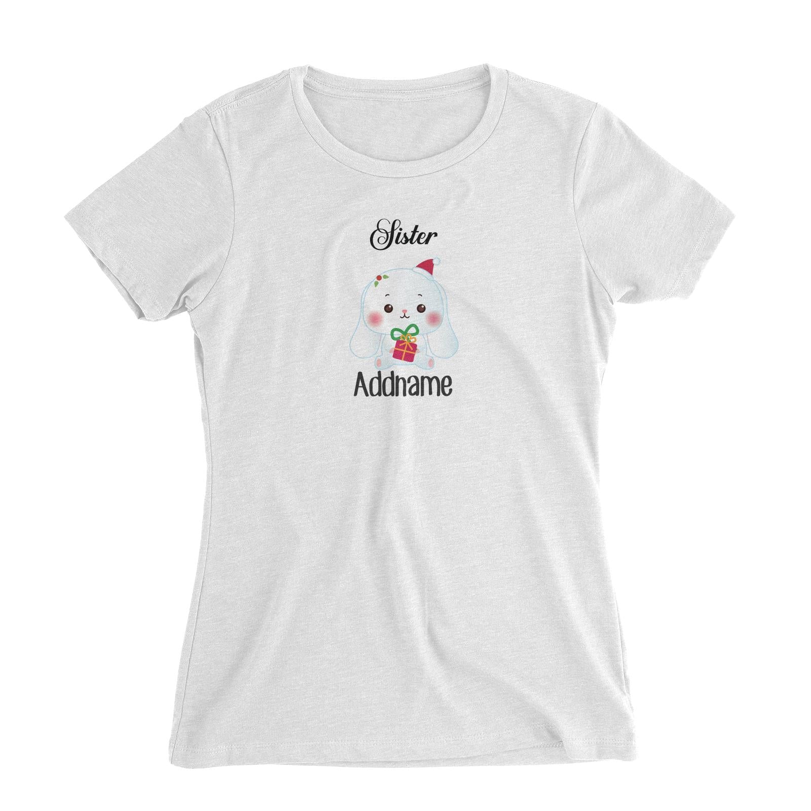 Christmas Cute Animal Series Sister Rabbit Women's Slim Fit T-Shirt