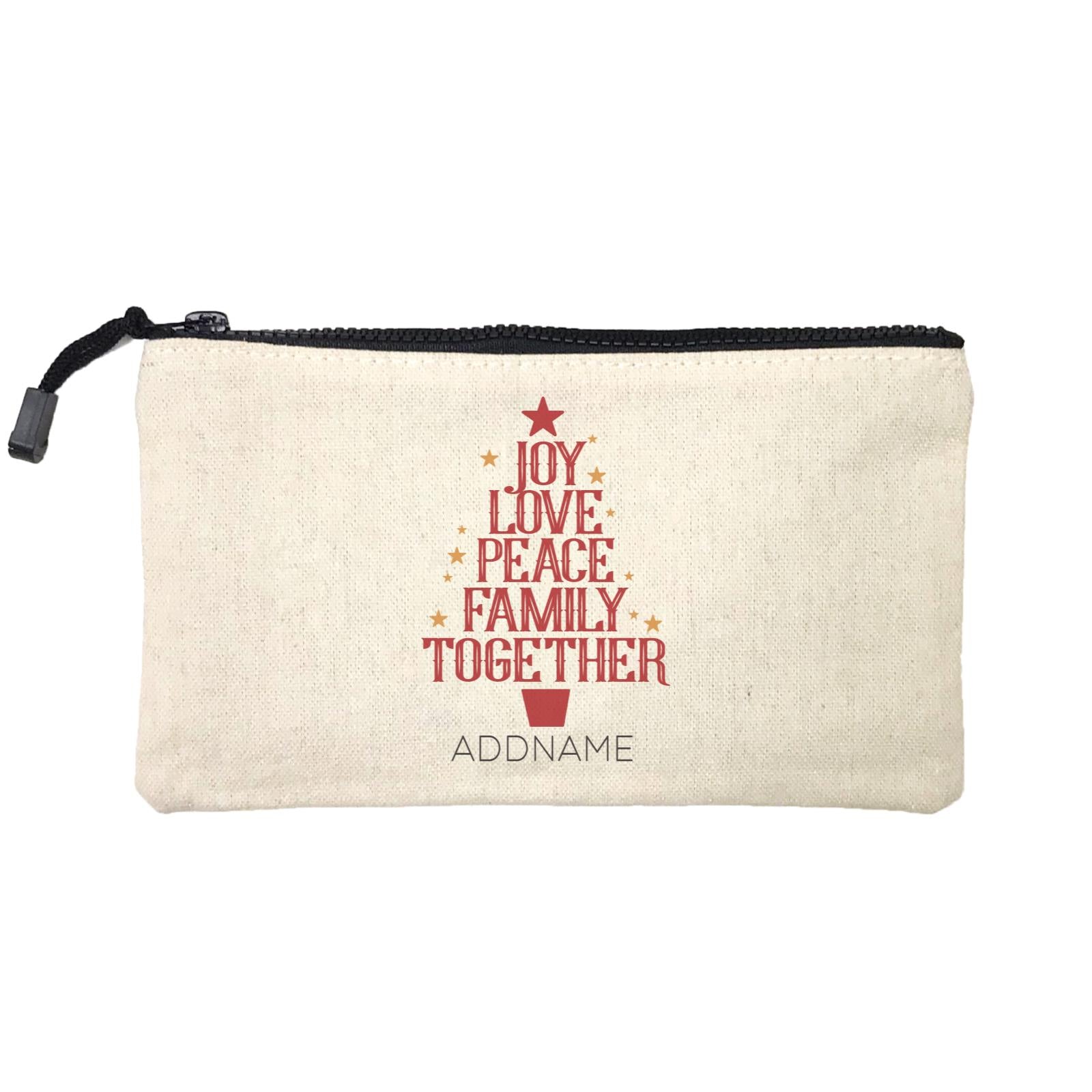 Xmas Joy Love Peace Family Together Mini Accessories Stationery Pouch