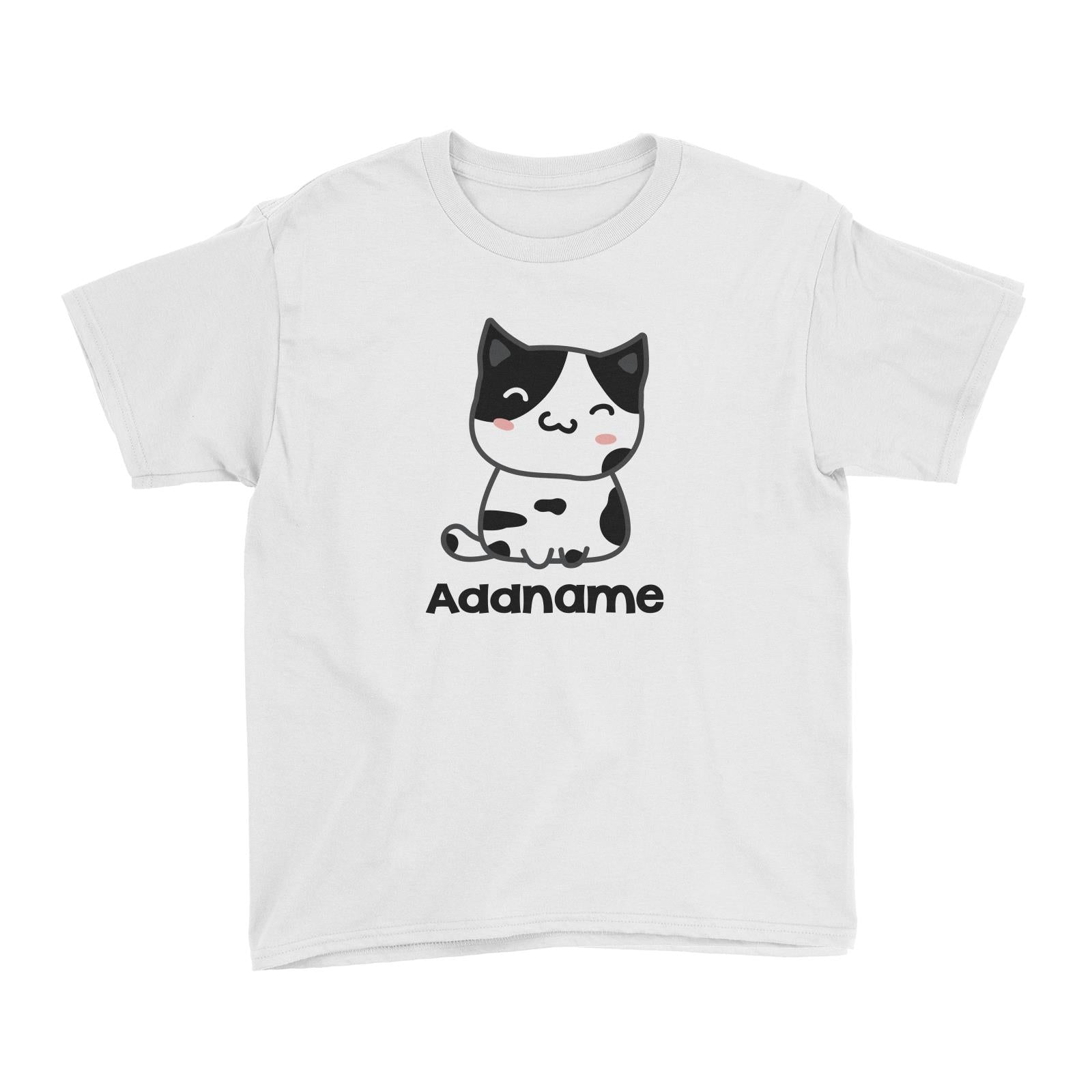 Drawn Adorable Cats Black & White Addname Kid's T-Shirt