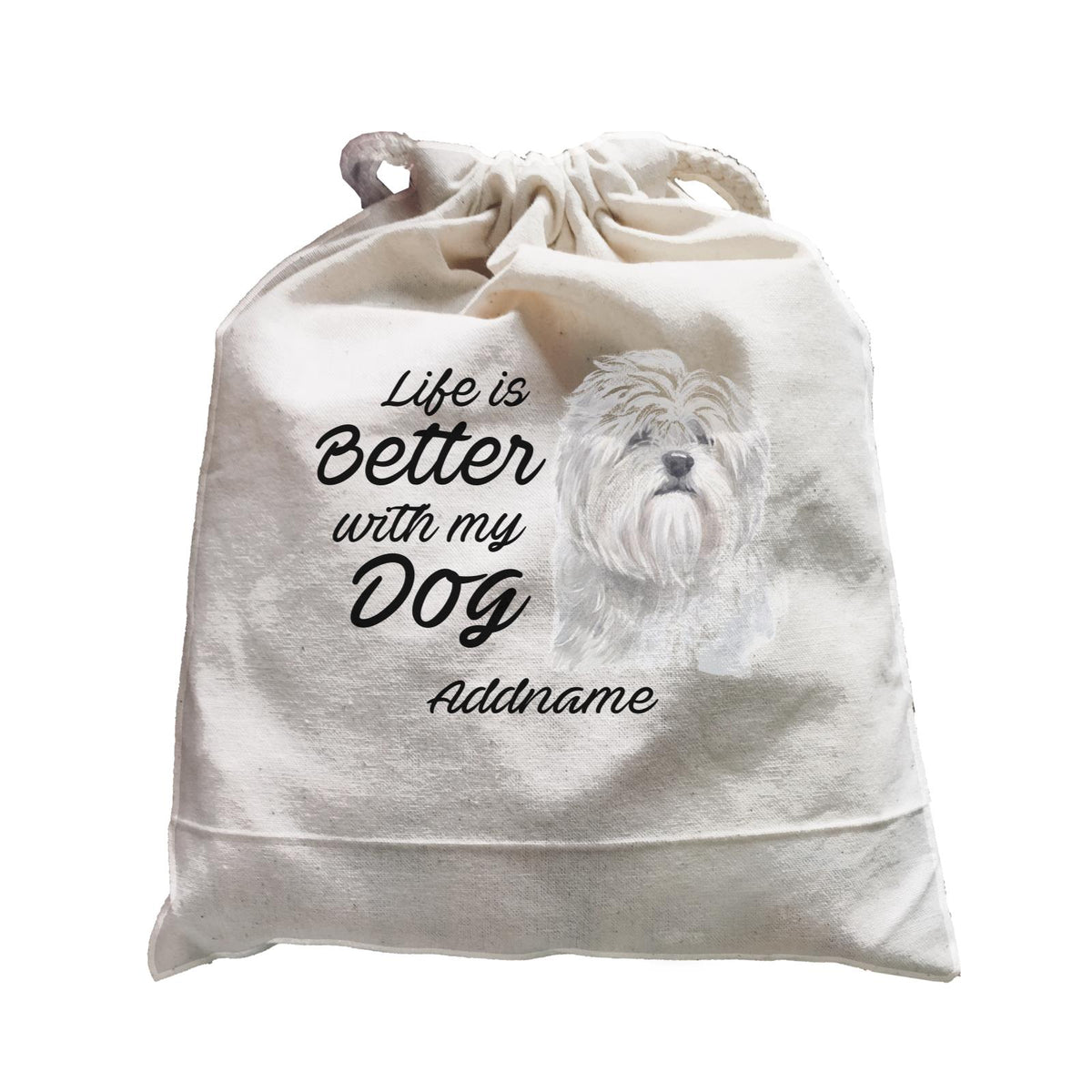 Watercolor Life is Better With My Dog Lhasa Apso Addname Satchel