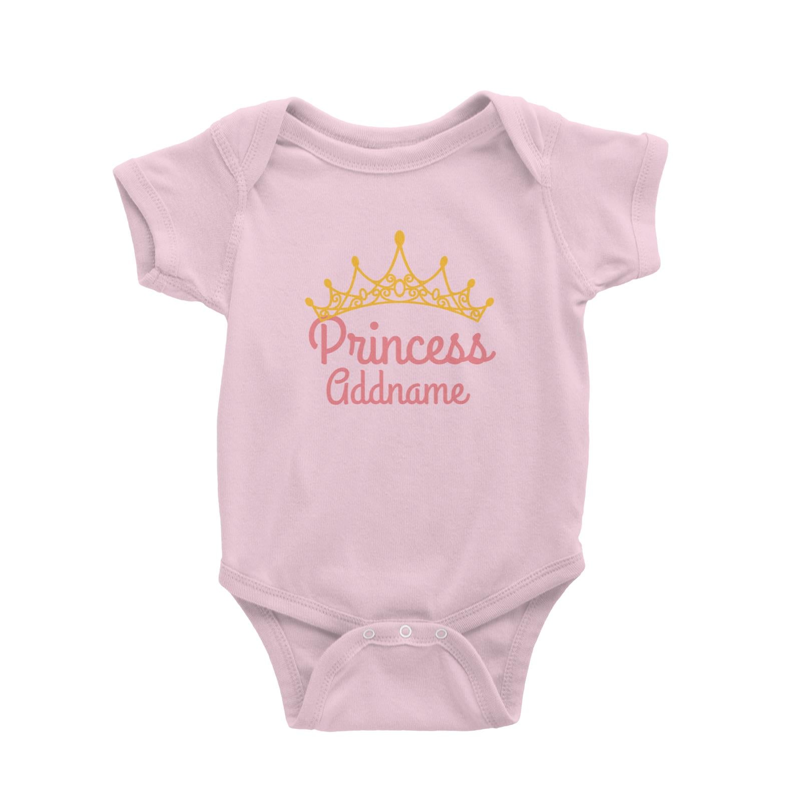 Pink Princess Addname with Tiara Baby Romper