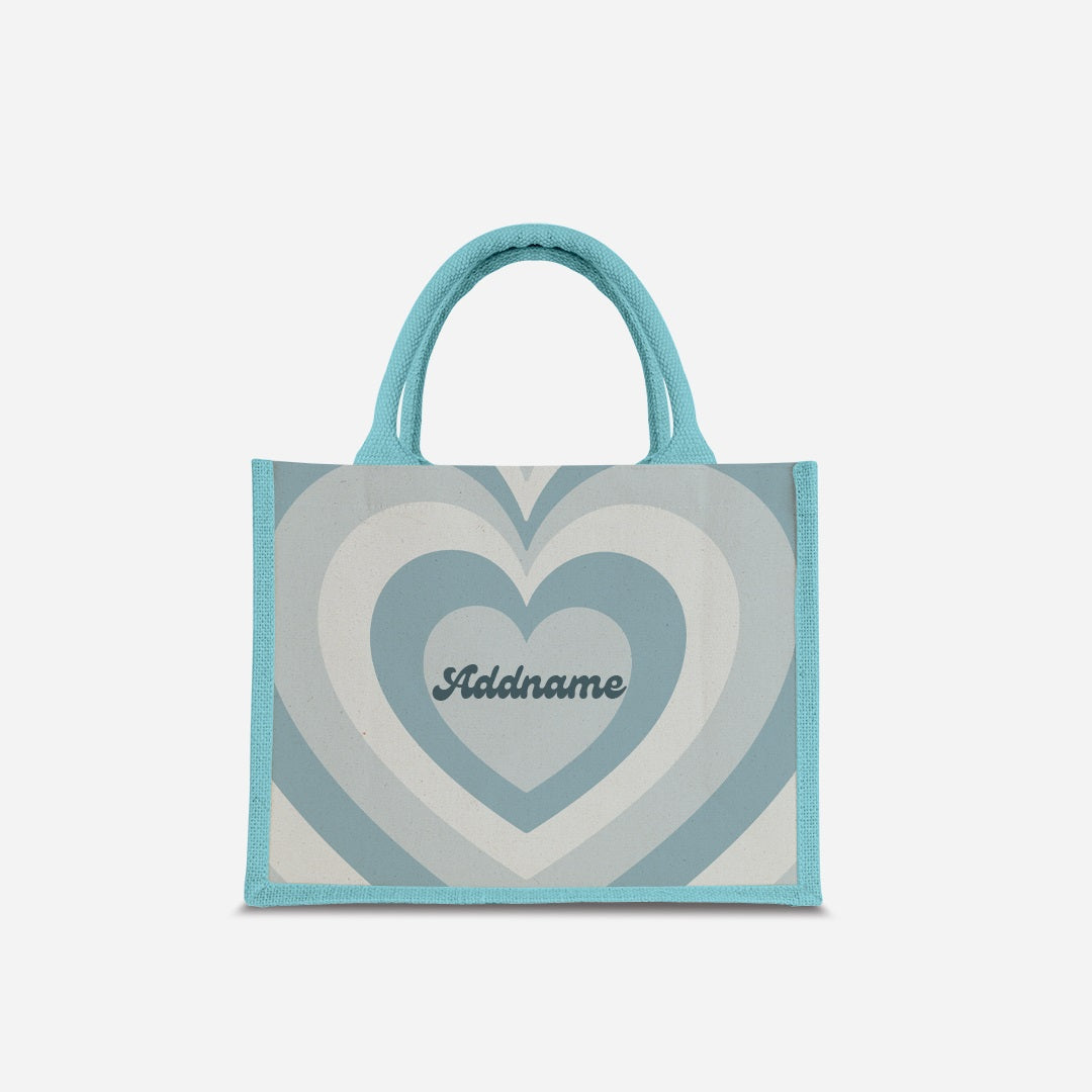 Affection Series Half Lining Small Jute Bag - Bubbles Light Blue