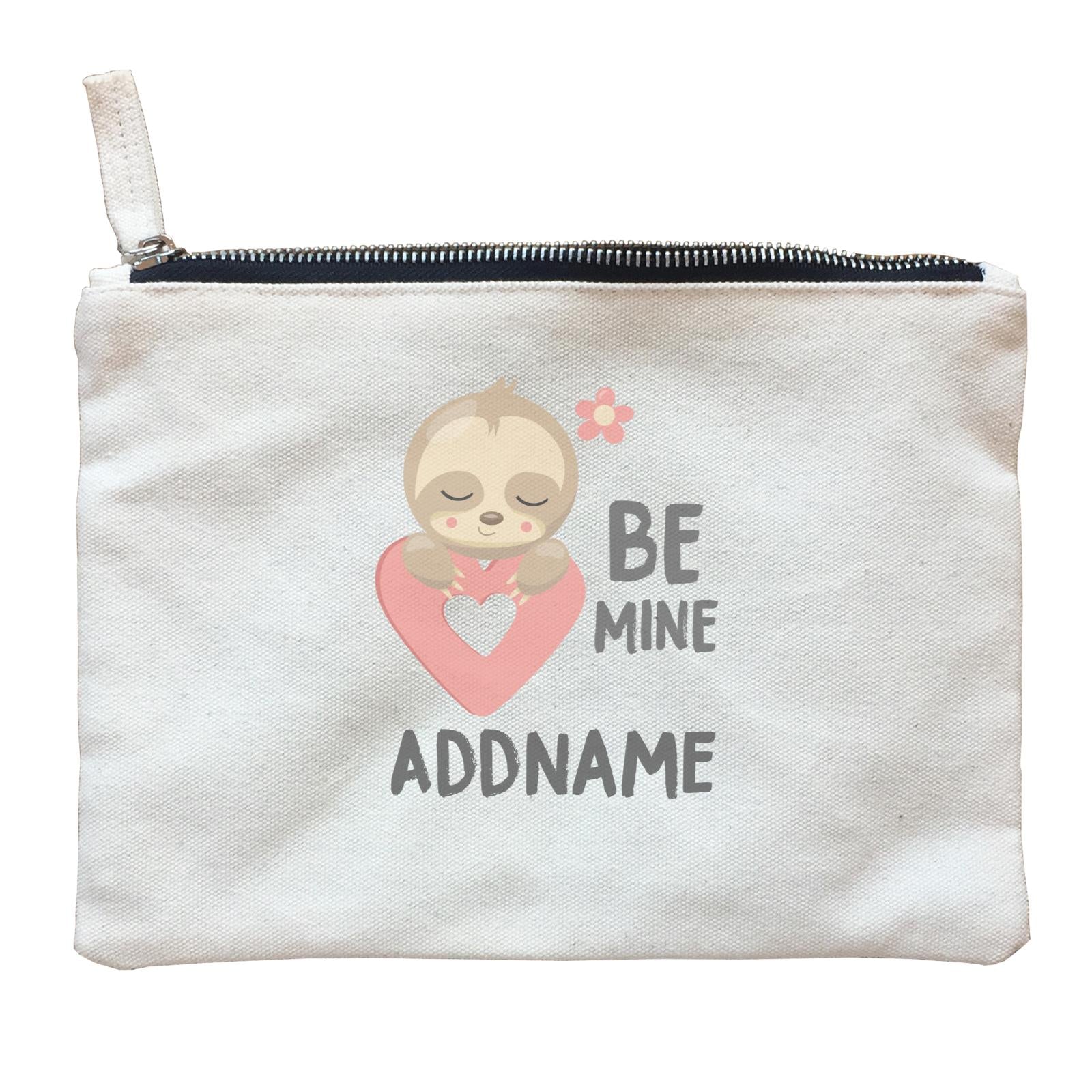 Cute Sloth Be Mine with Heart Addname Zipper Pouch