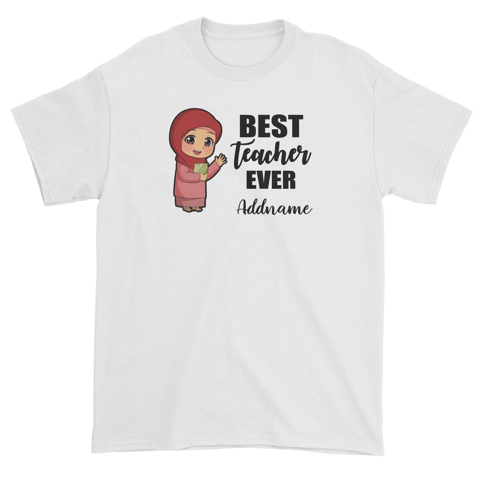 Chibi Teachers Malay Woman Best Teacher Ever Addname Unisex T-Shirt