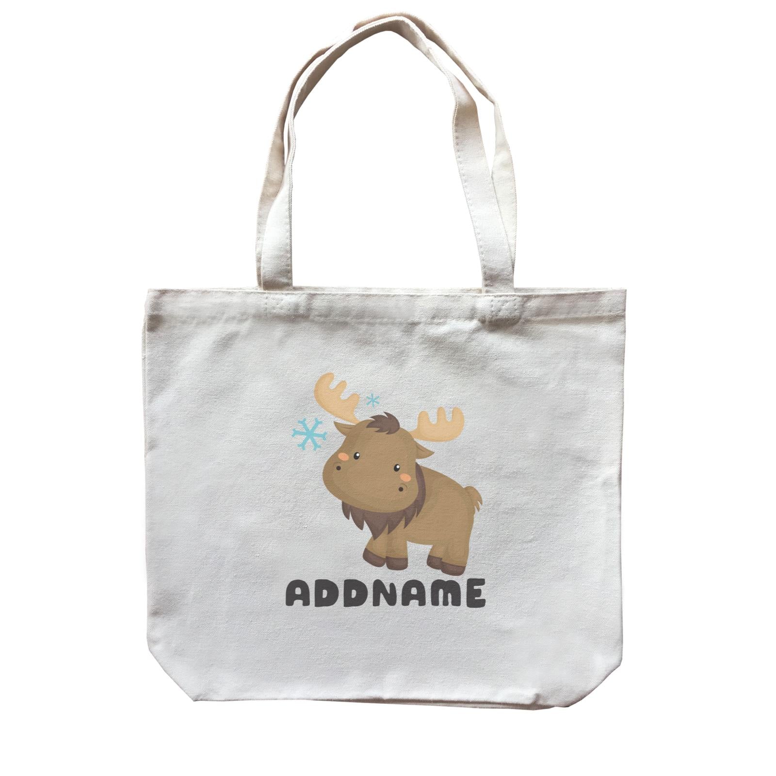 Birthday Winter Animals Moose Addname Canvas Bag