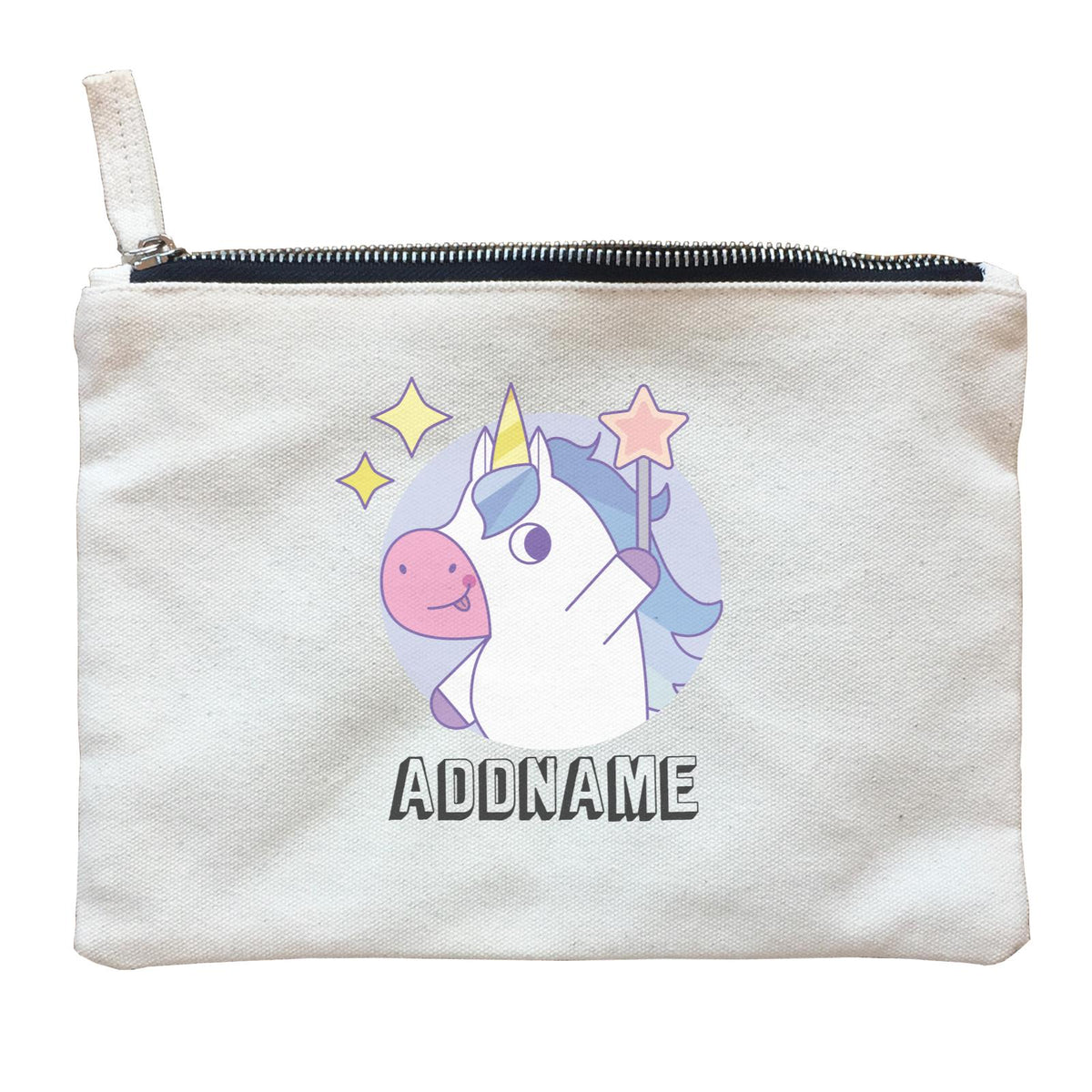 Birthday Unicorn Boy With Magic Wand Addname Zipper Pouch
