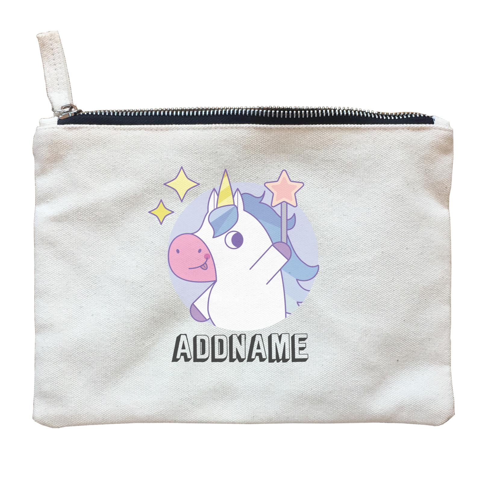 Birthday Unicorn Boy With Magic Wand Addname Zipper Pouch