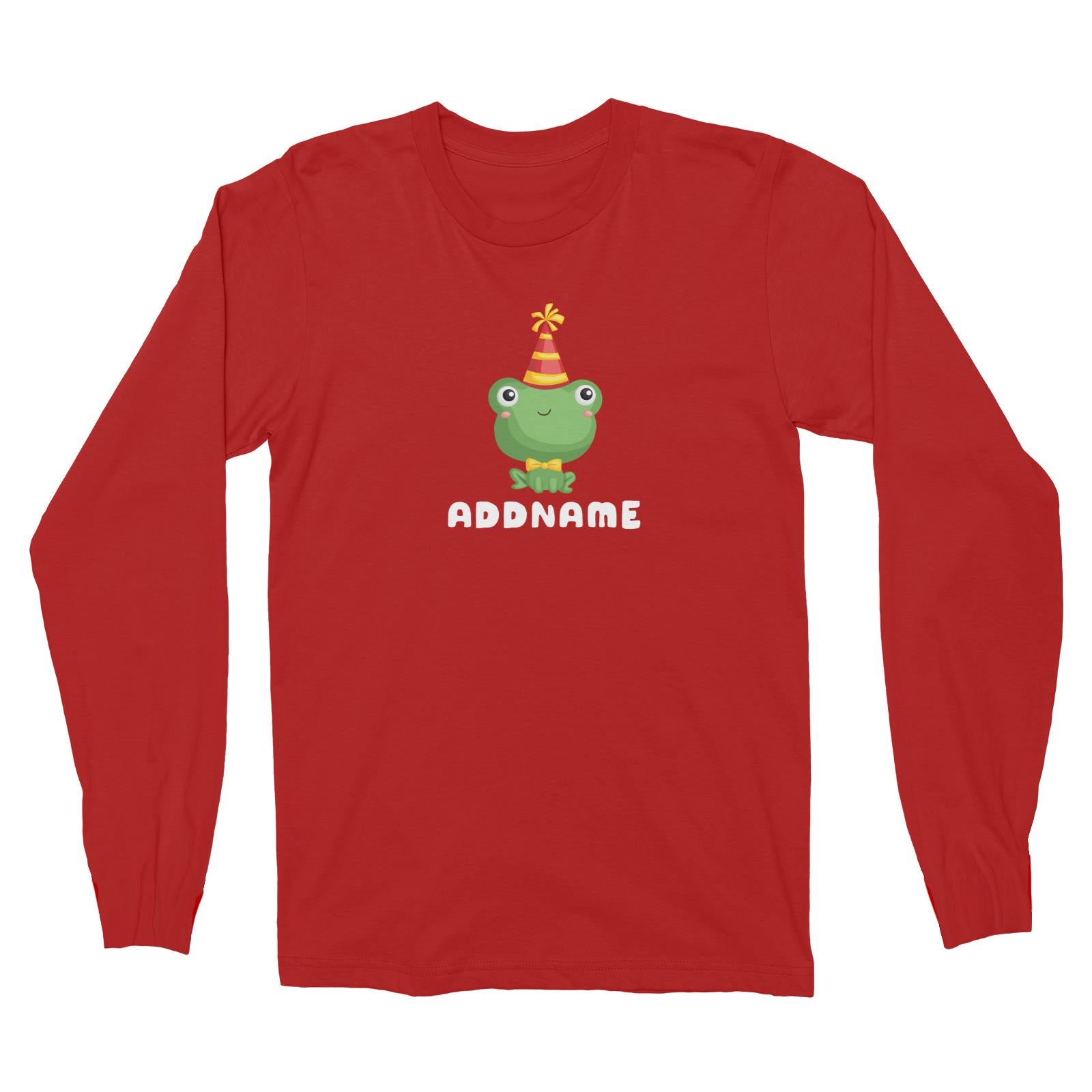 Birthday Frog Frog Wearing Party Hat Addname Long Sleeve Unisex T-Shirt