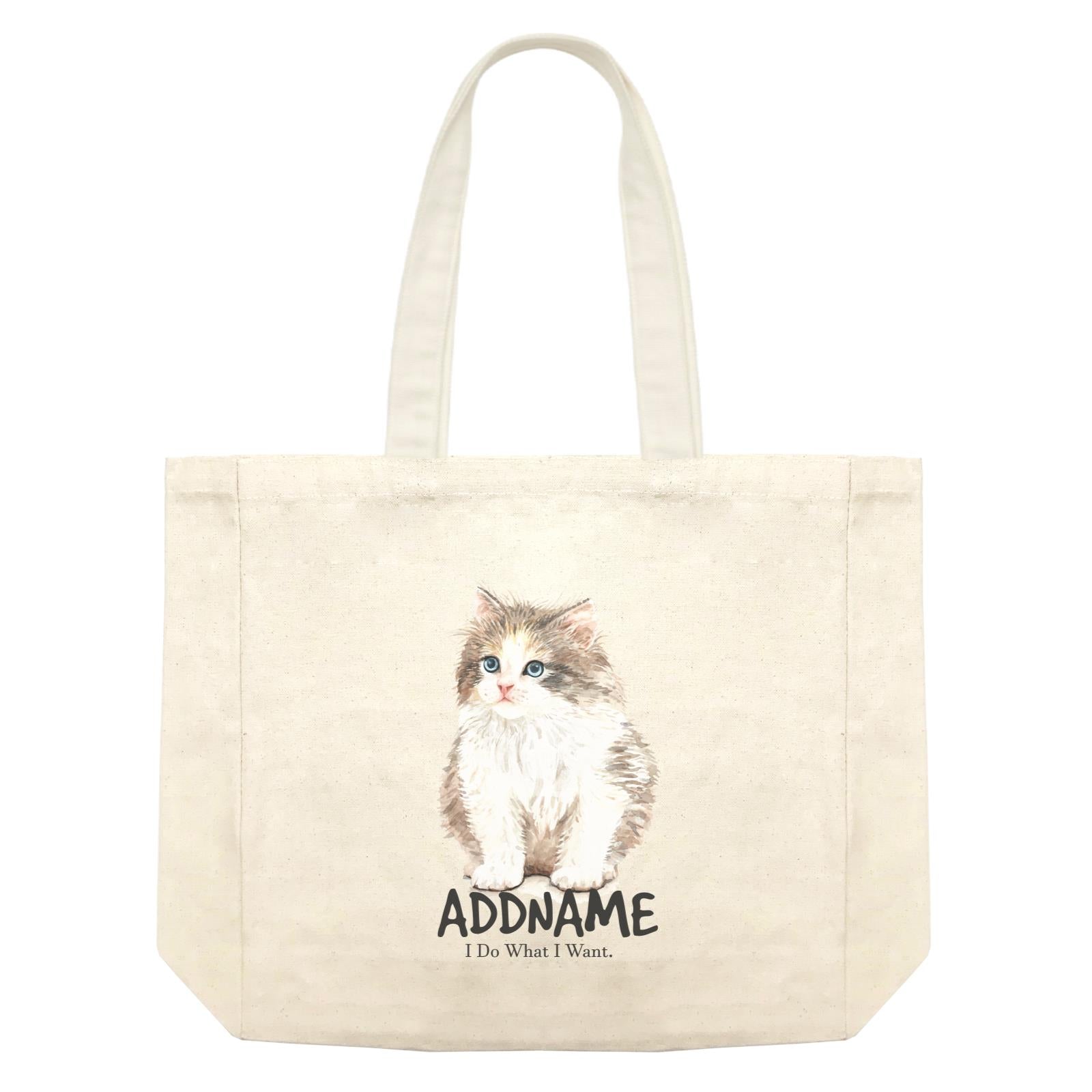 Watercolor Cat Kitten I Do What I Want Addname Shopping Bag
