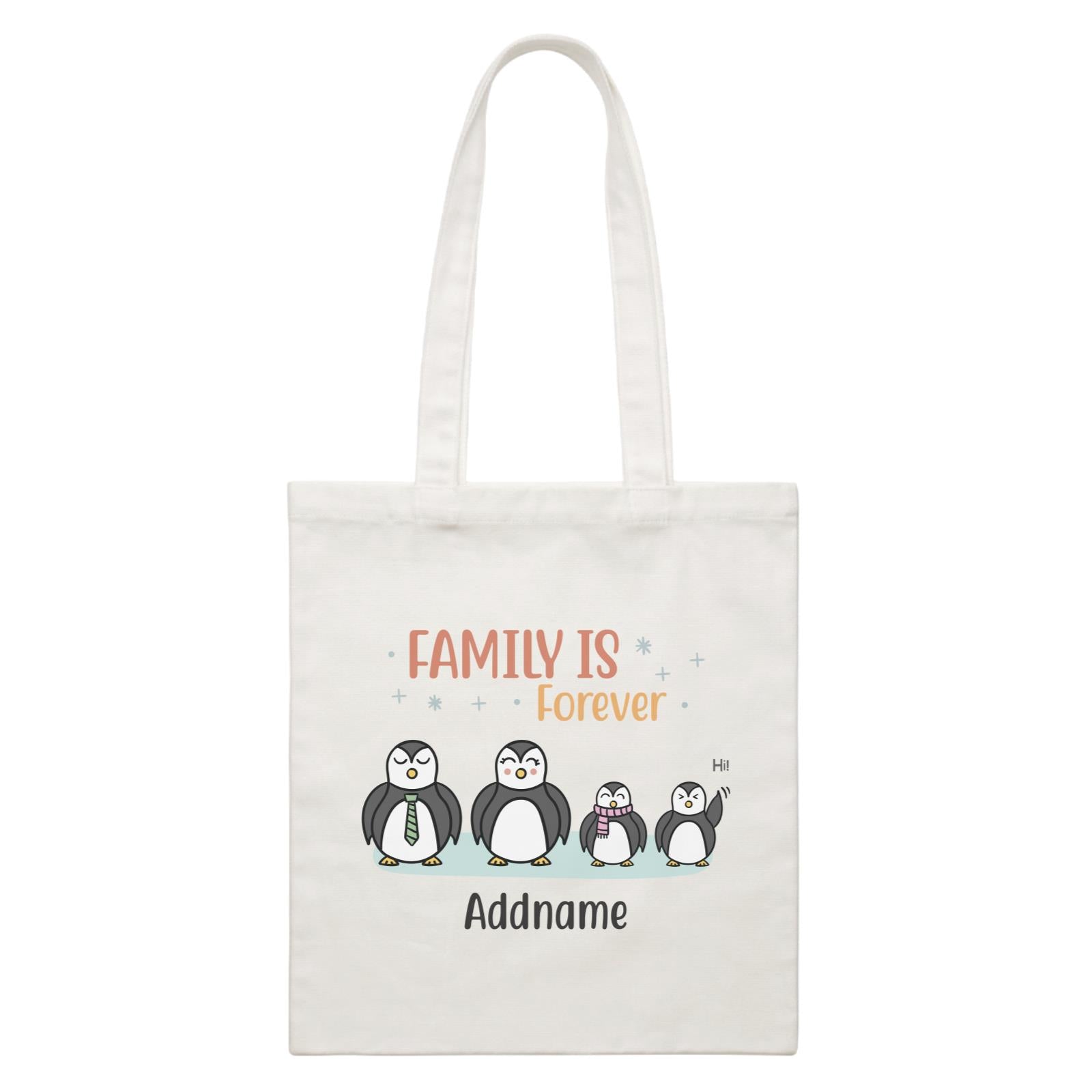Penguin Family Family Is Forever Penguin Group Line Addname Canvas Bag