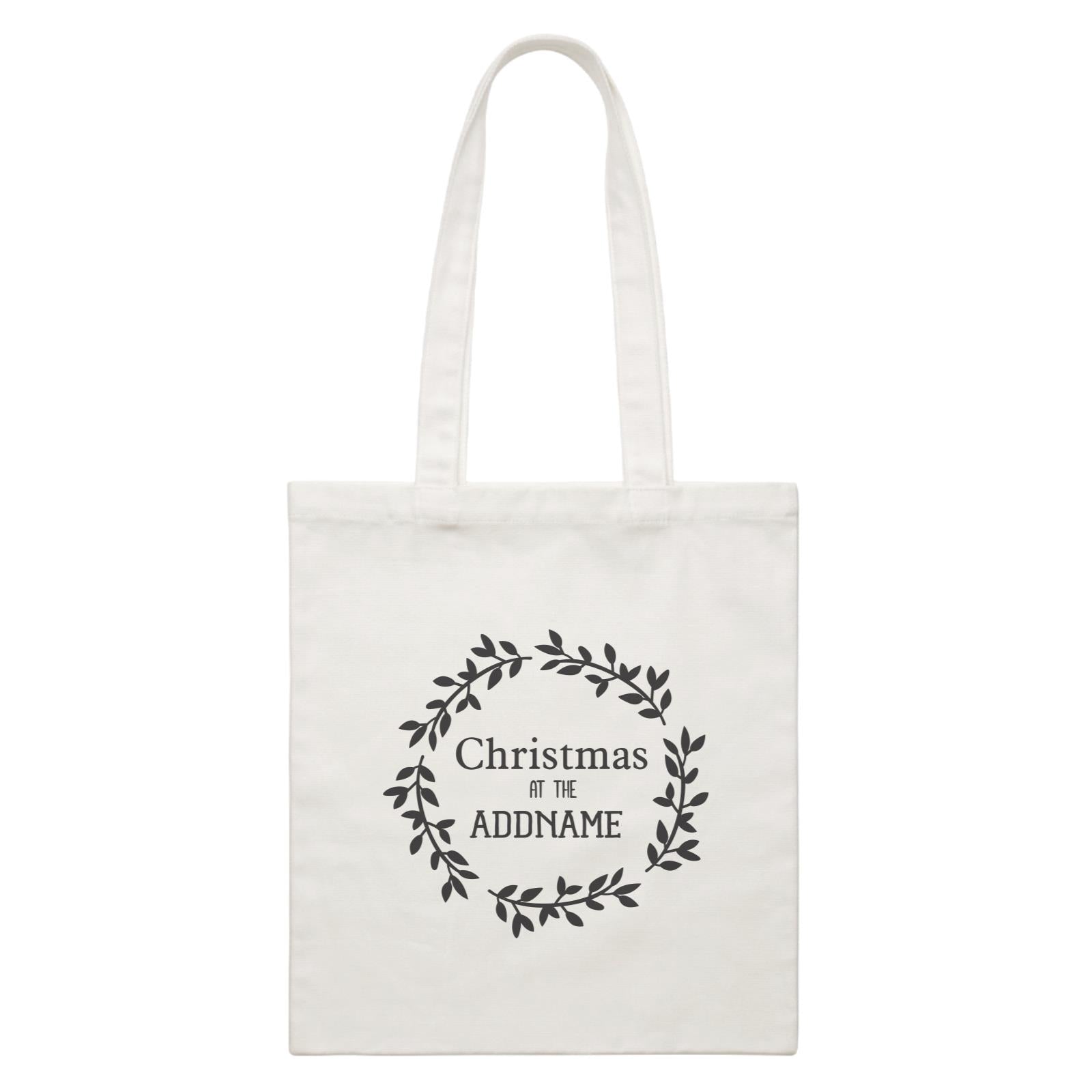 Xmas Christmas At The Flower Wreath Canvas Bag