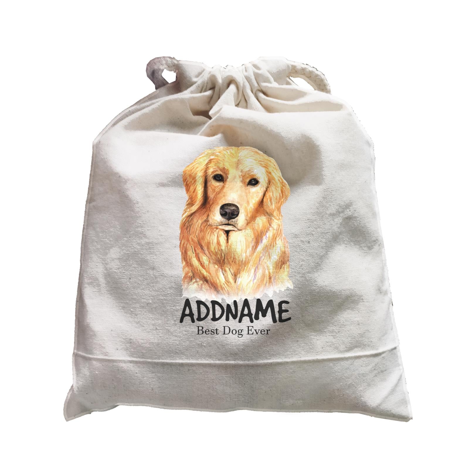 Watercolor Dog Golden Retriever Best Dog Ever Addname Satchel