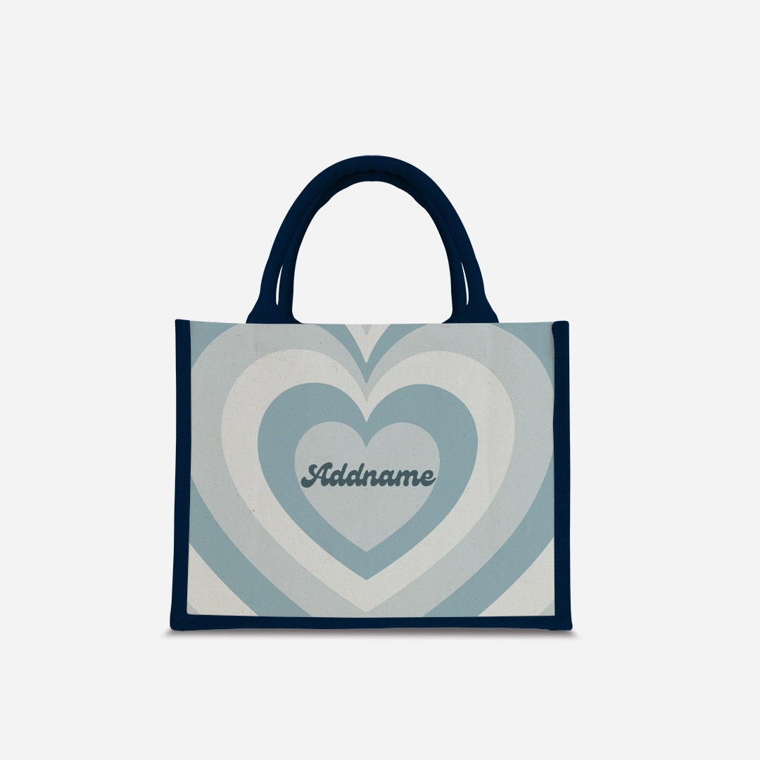 Affection Series Half Lining Small Jute Bag - Bubbles Navy