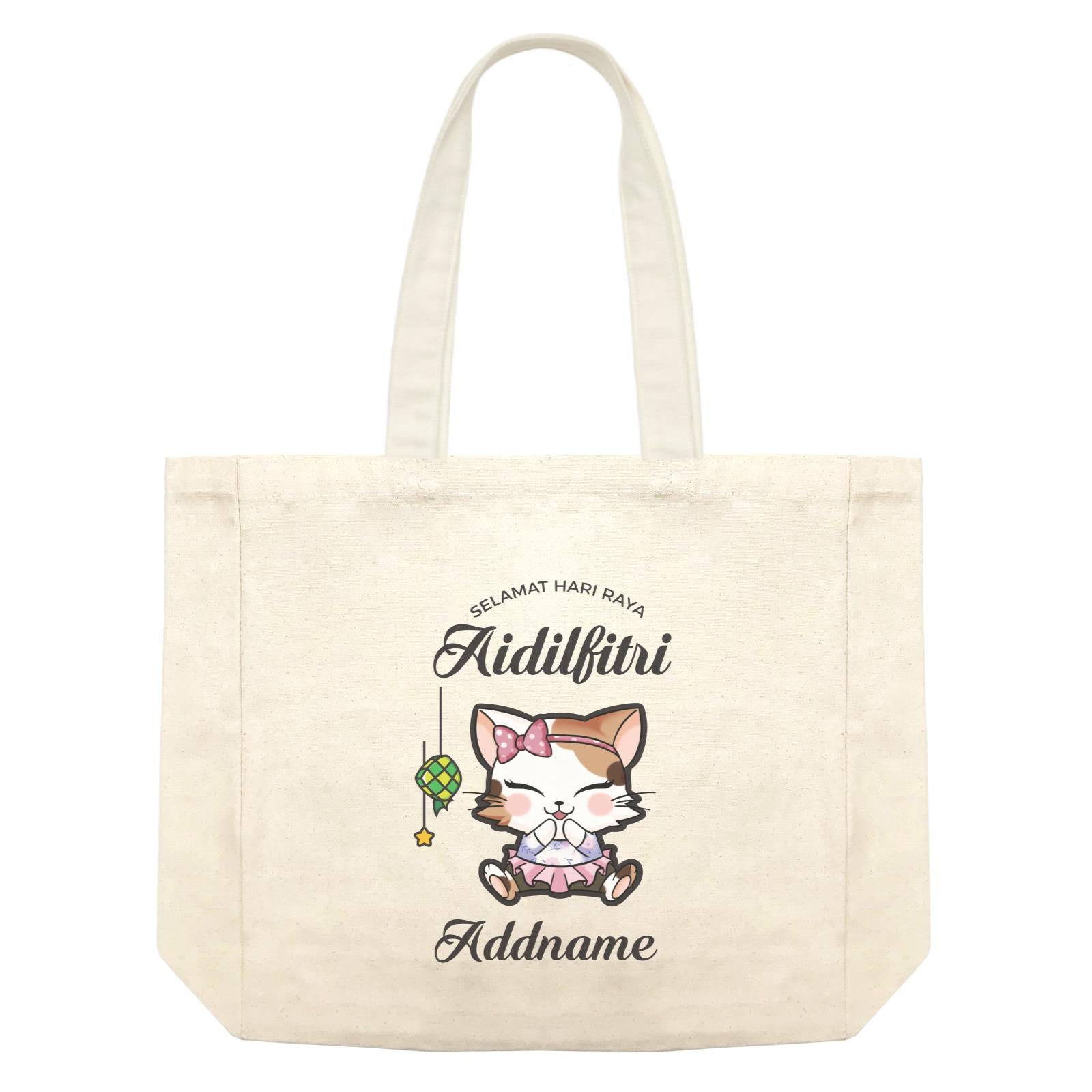 Raya Cute Animals Baby Girl Cat Wishes Selamat Hari Raya Aidilfitri Shopping Bag