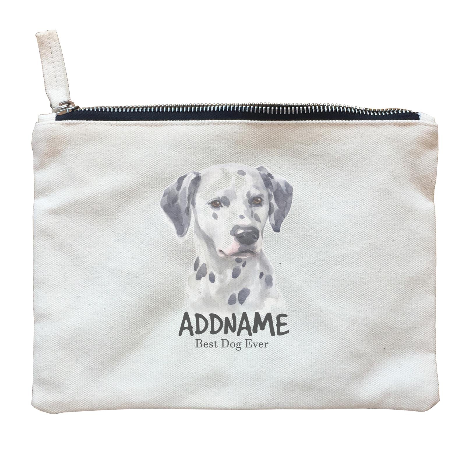 Watercolor Dog Dalmatian Best Dog Ever Addname Zipper Pouch
