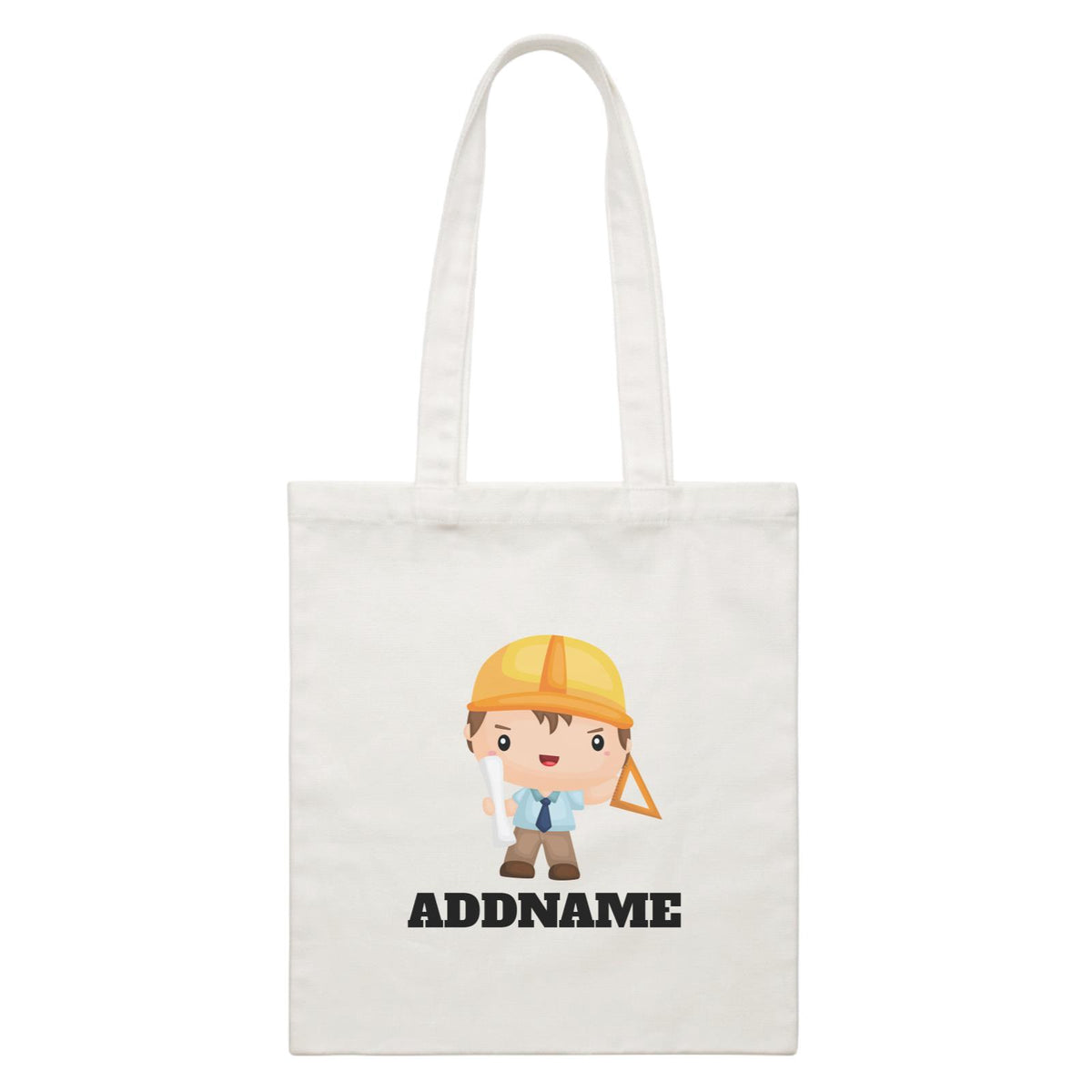 Birthday Construction Architect Boy In Work Addname White Canvas Bag