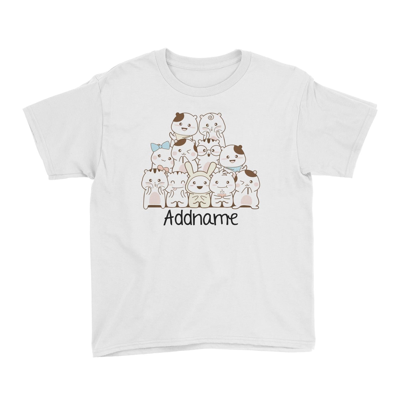 Cute Animals And Friends Series Cute Hamster Group Addname Kid's T-Shirt