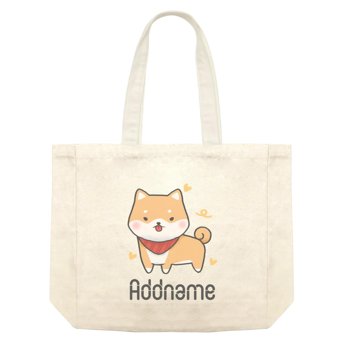 Cute Hand Drawn Style Shiba Inu Addname Shopping Bag