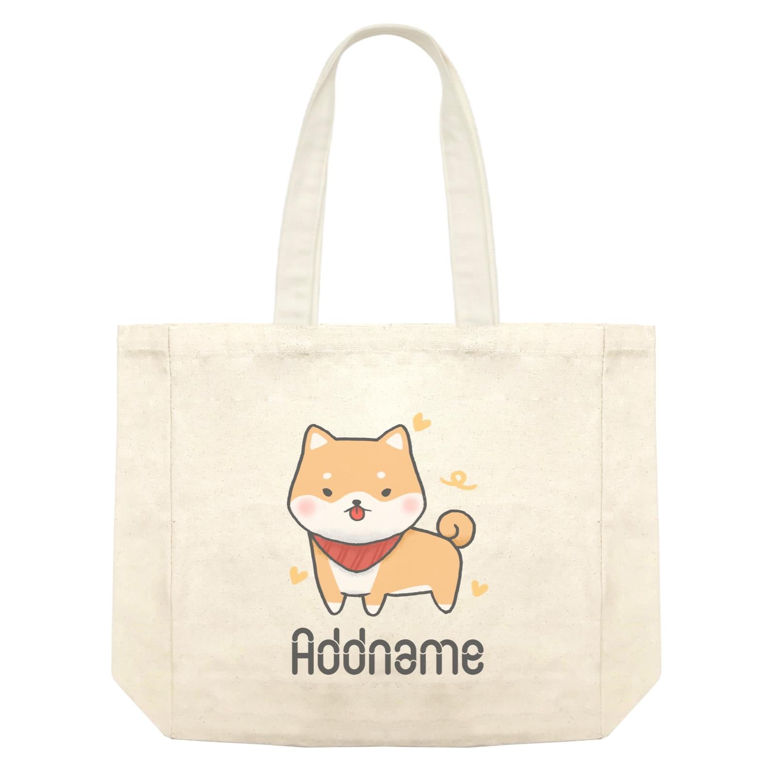 Cute Hand Drawn Style Shiba Inu Addname Shopping Bag