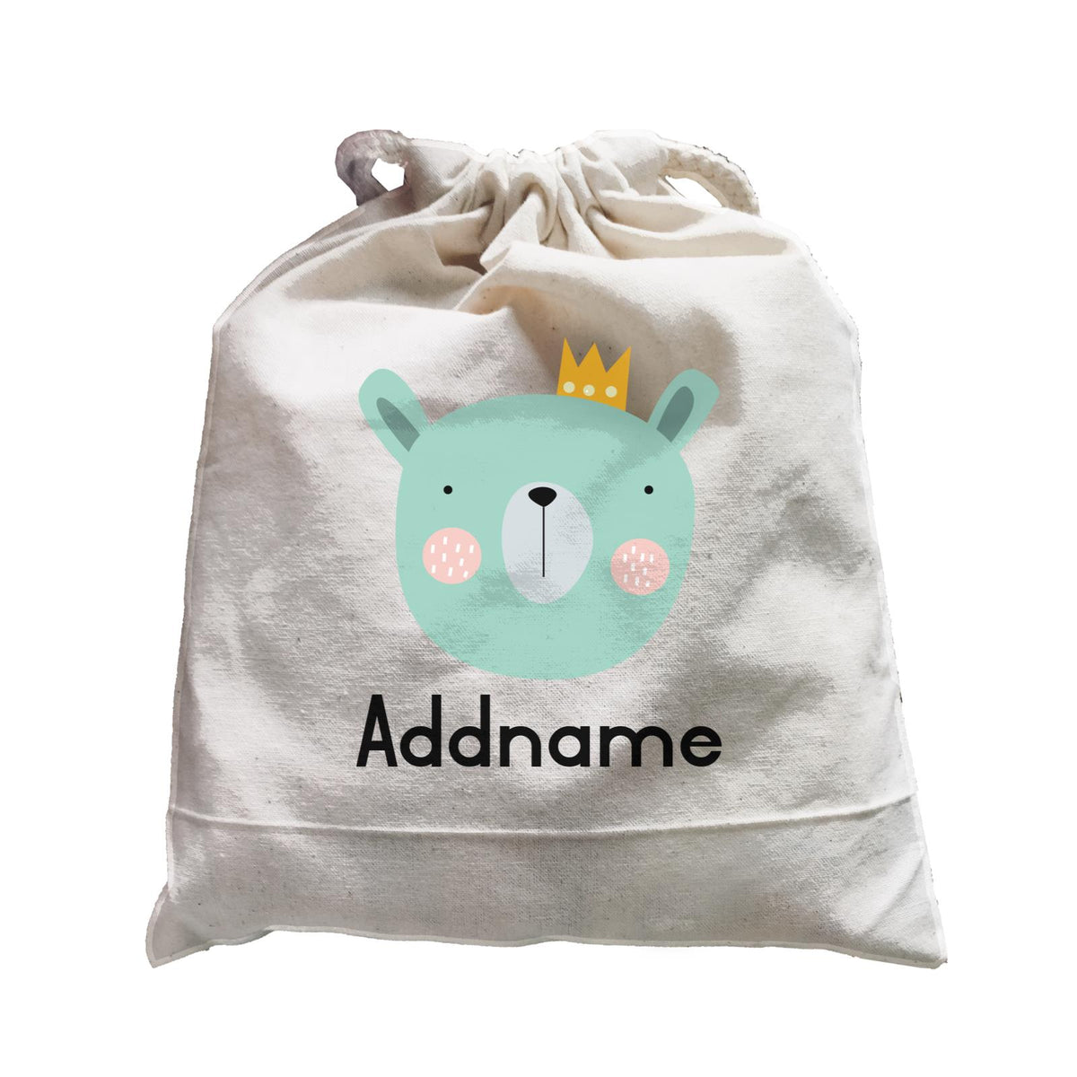 Crown Animal Green Bear with Blush Addname Satchel