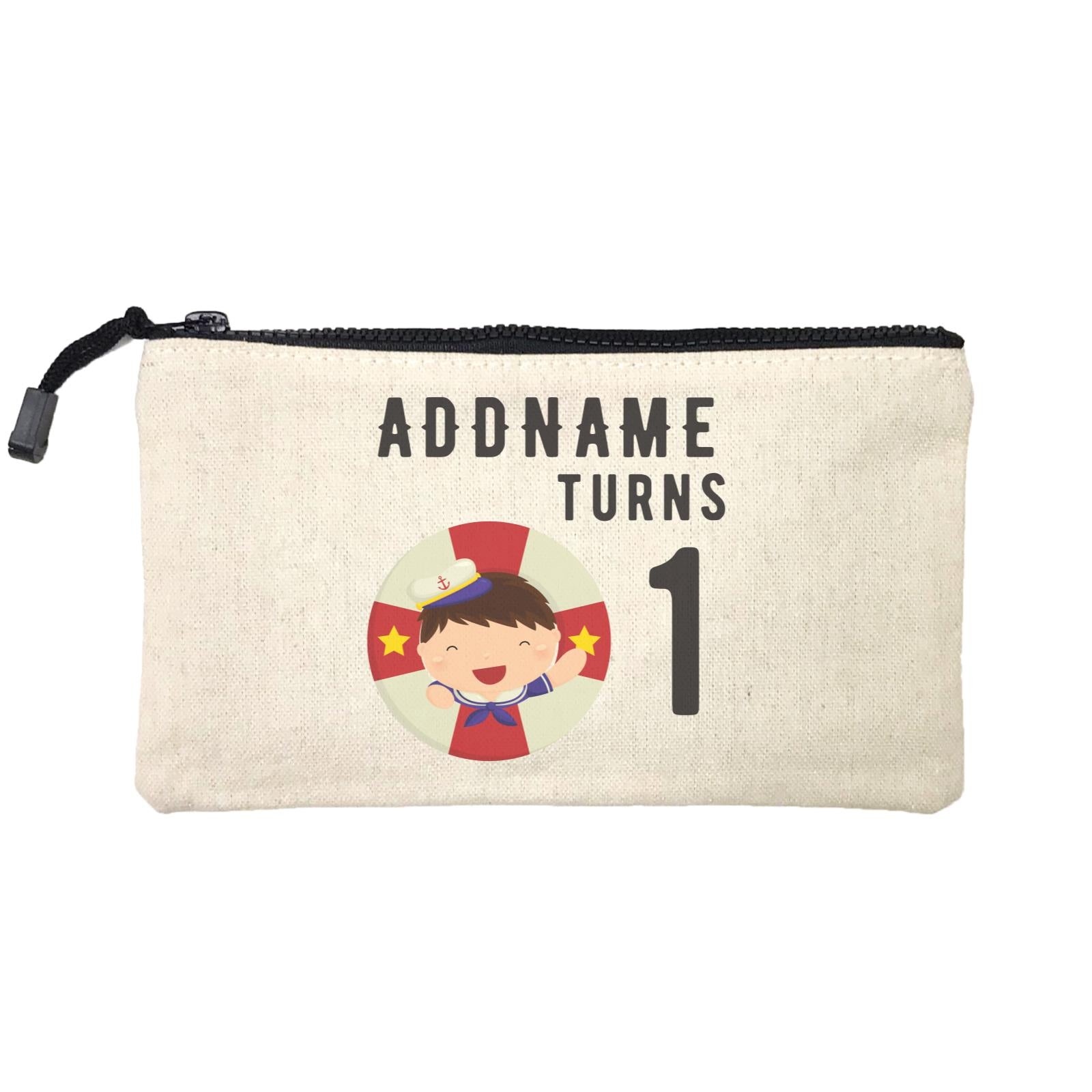 Birthday Sailor Baby Boy In Lifebuoy Addname Turns 1 Mini Accessories Stationery Pouch